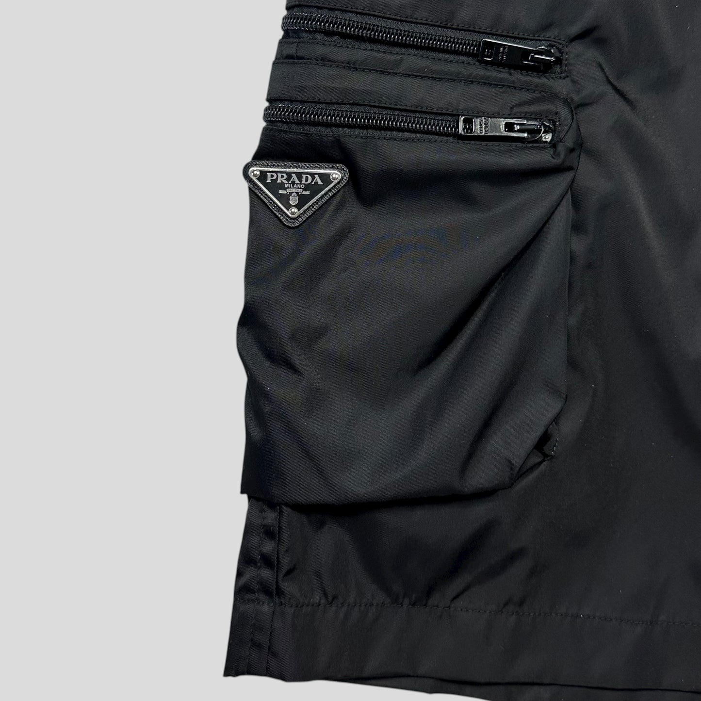 Prada 2023 Re-nylon Plaque Logo Bermuda Cargo Shorts - L
