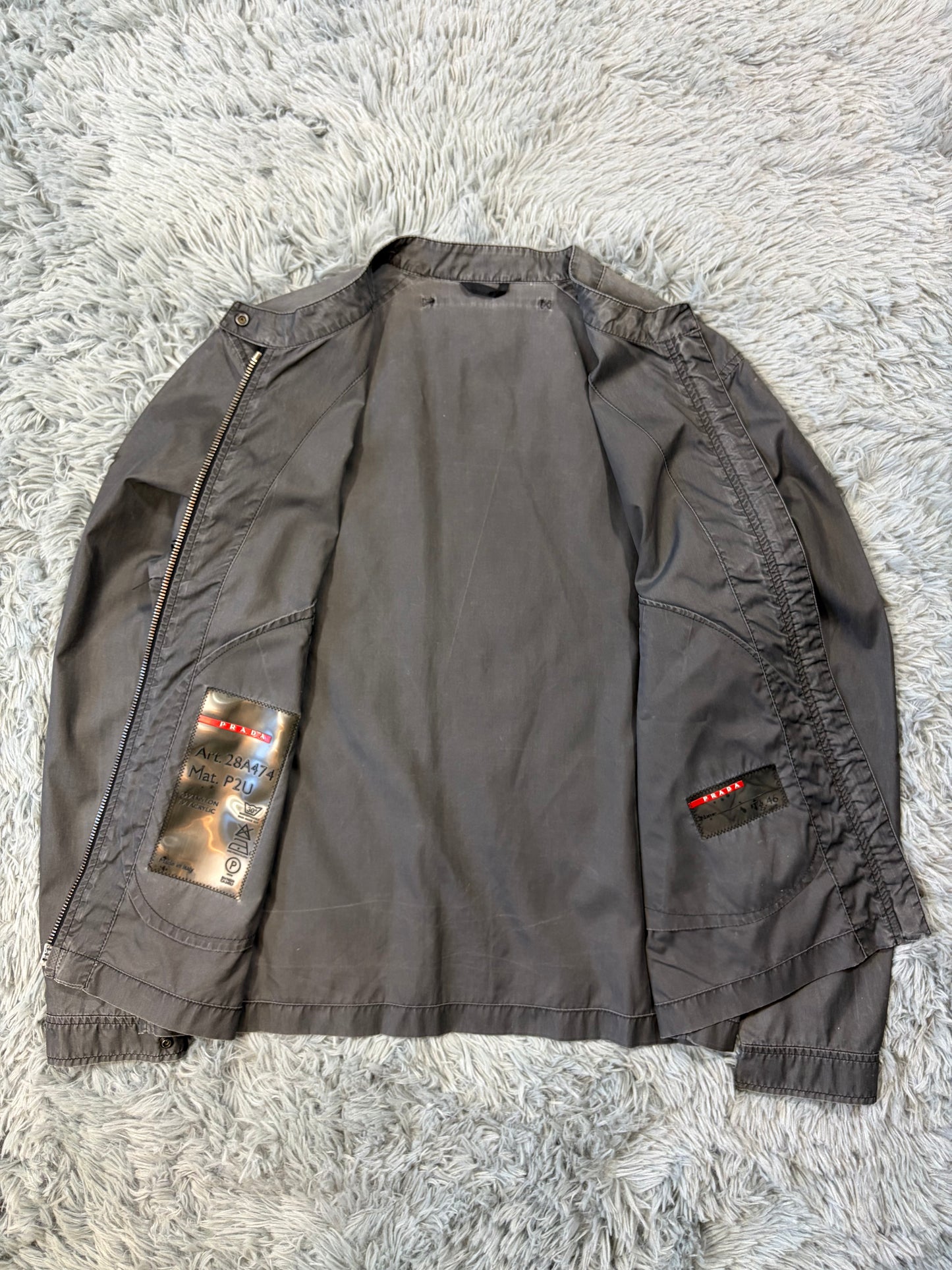 Prada Sport 00’s Ventilated Tela Patina Nylon Acrylic Biker Jacket - S/M