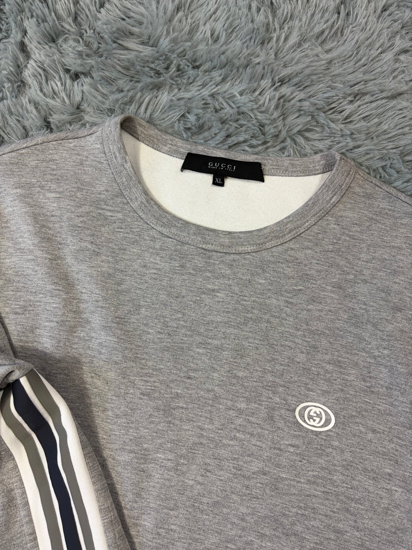 Gucci 2010s Striped Seam Tape GG Logo Sweatshirt - M/L