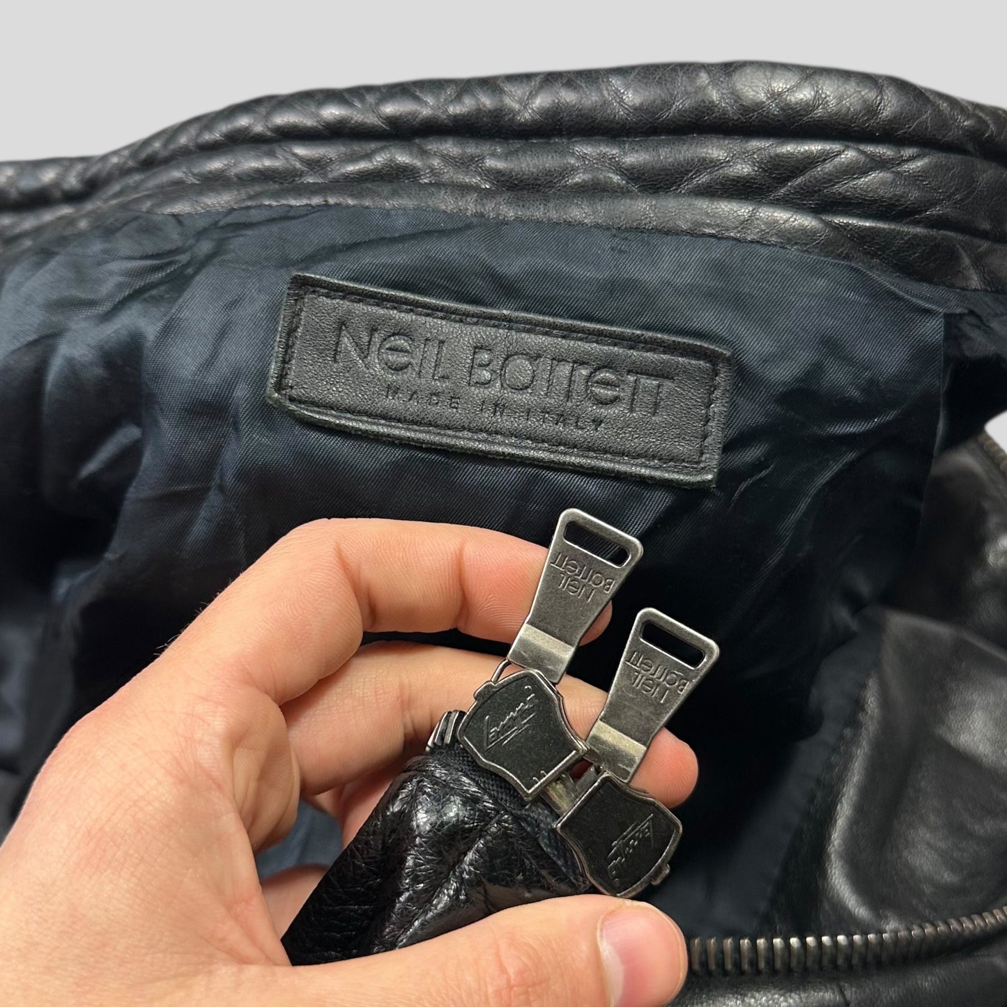 Neil Barrett 00’s Lambskin Leather Moto Puffer Jacket - M/L