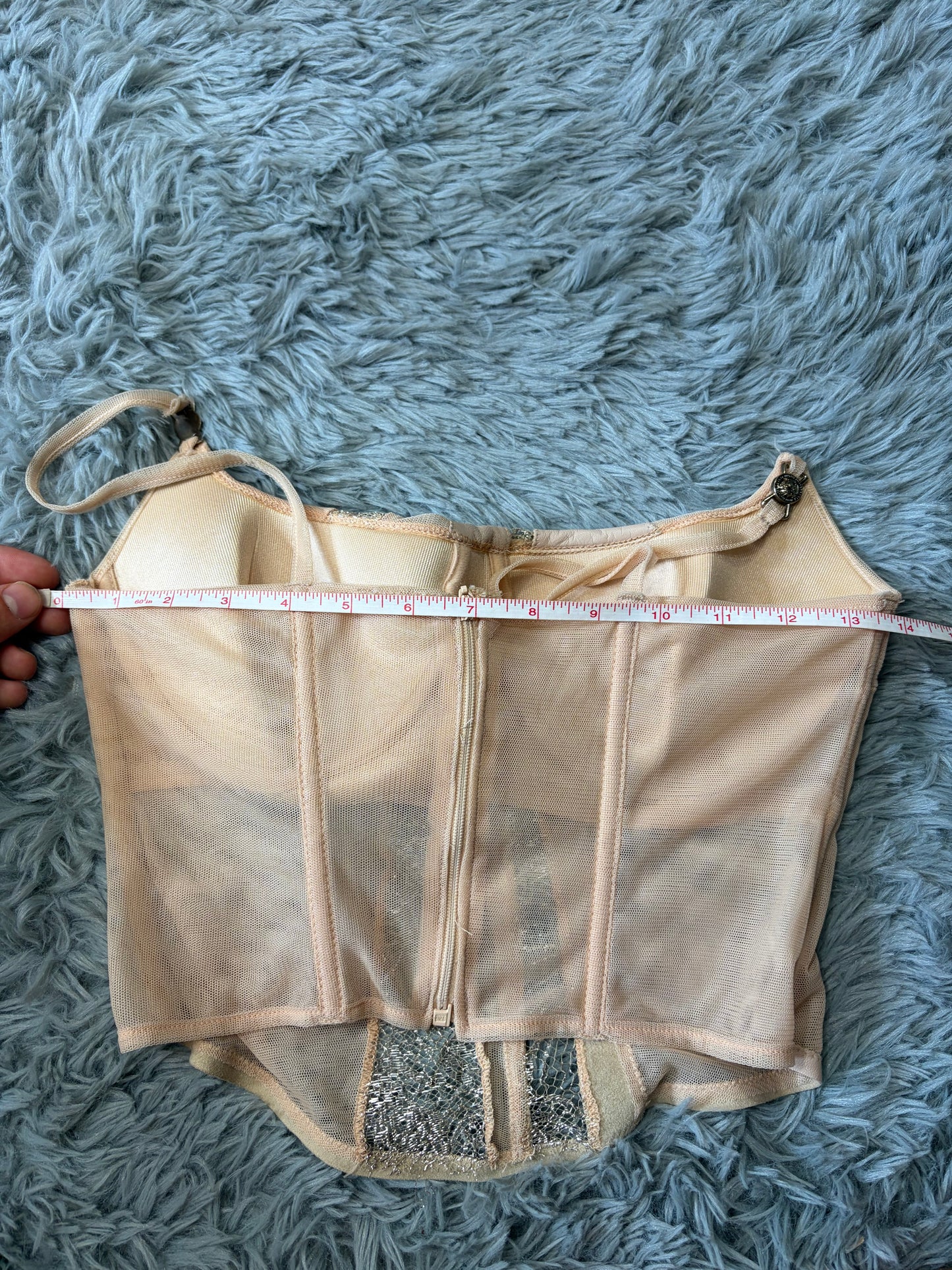 Versace 00’s VJC Mesh Leather and Silk Structured Corset - 6/8