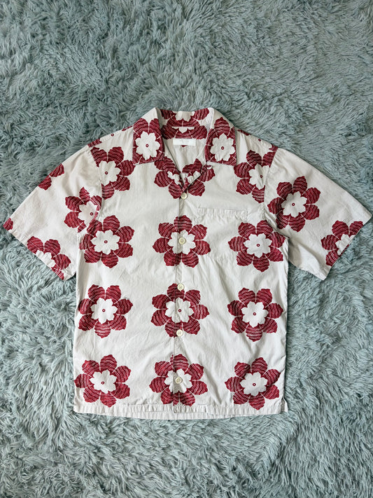 Prada 2016 Floral Logo Print Camp Collar Boxy Shirt - S/M