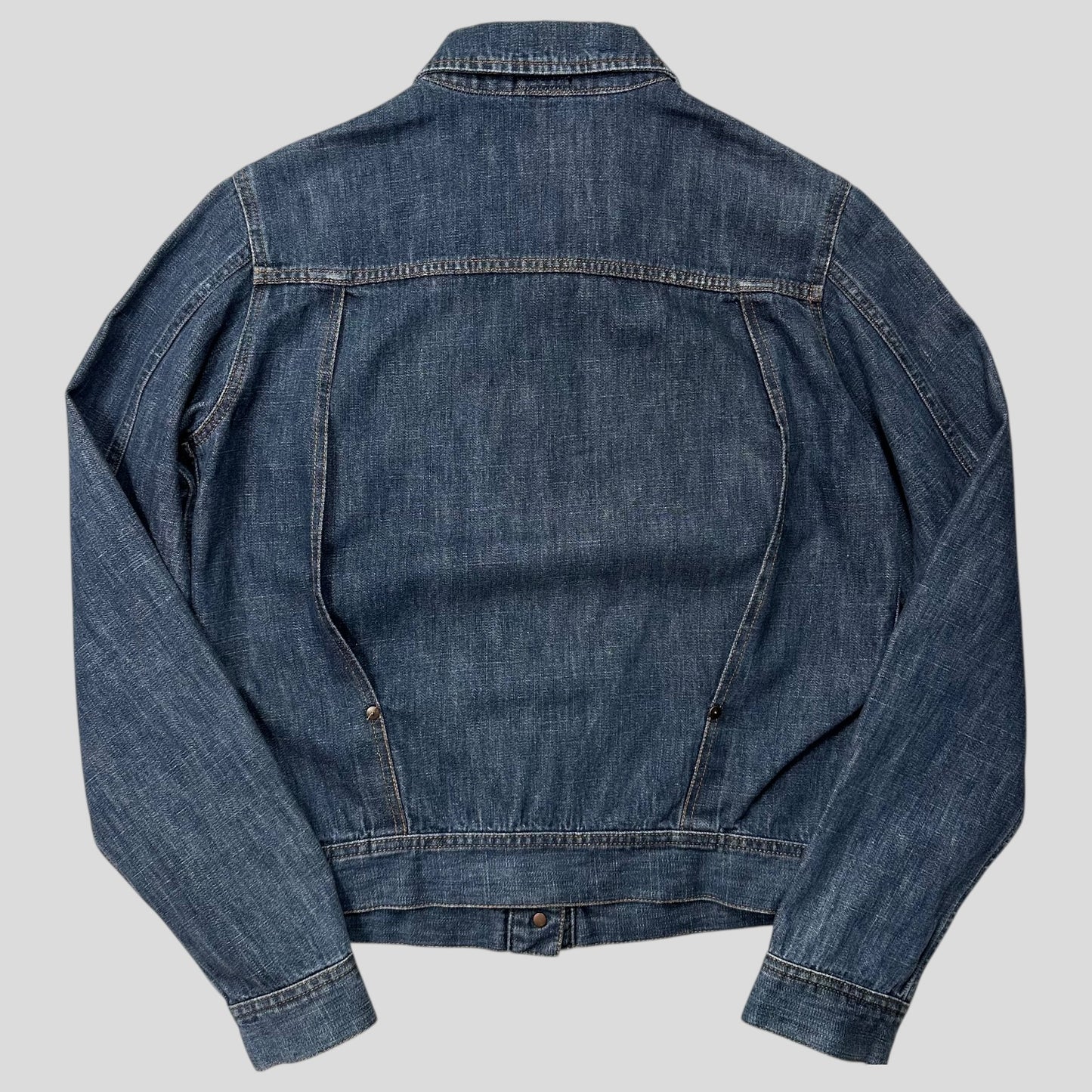 Miu Miu 2001 Runway Denim Fiammoto Pleated Work Jacket - S/M