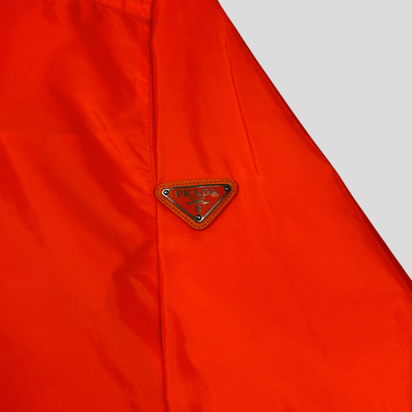 Prada Milano 2019 Laminated Orange Nylon K-way Windbreaker - XXL