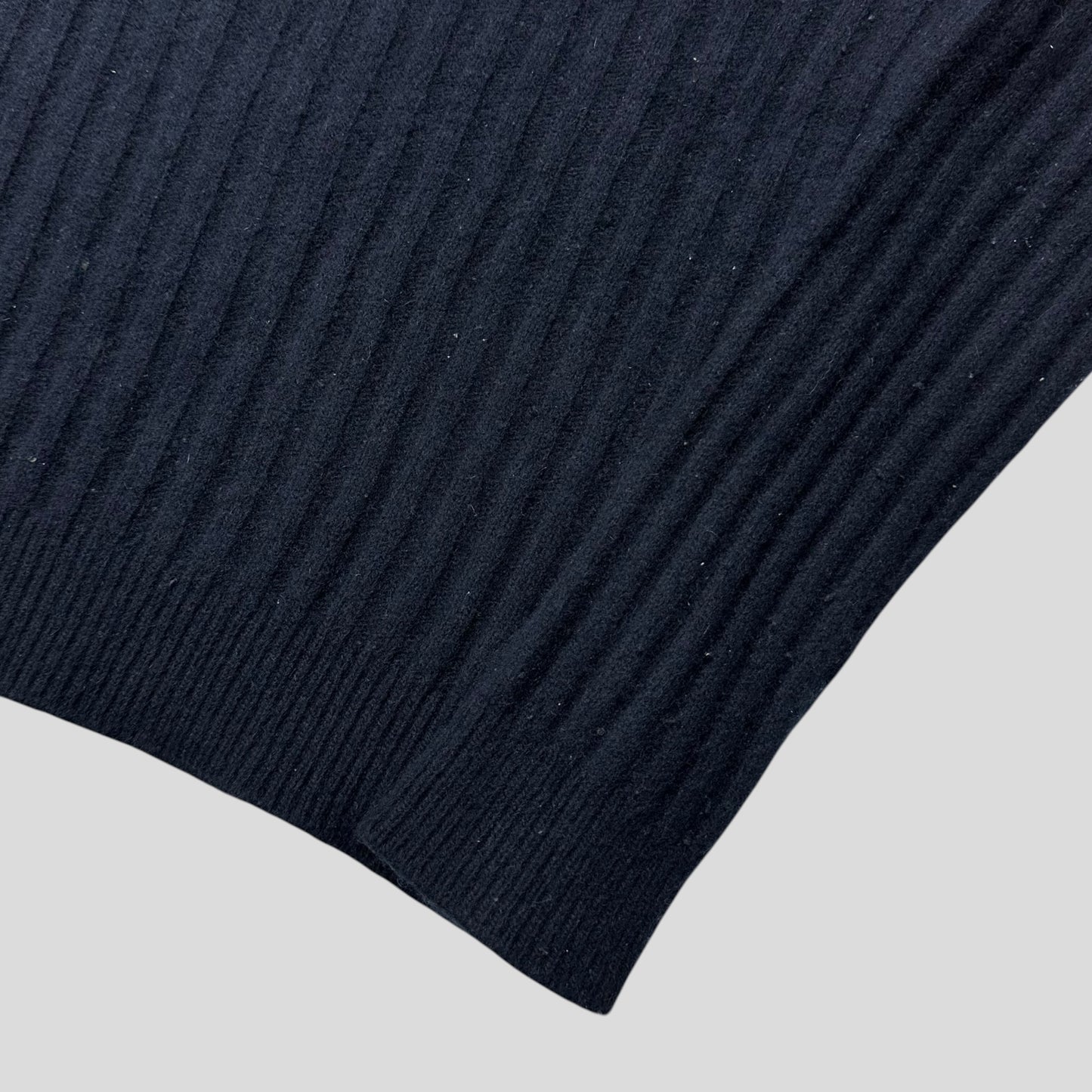 Prada Milano 00’s 3D Ribbed Navy Wool Knit Sweater - S