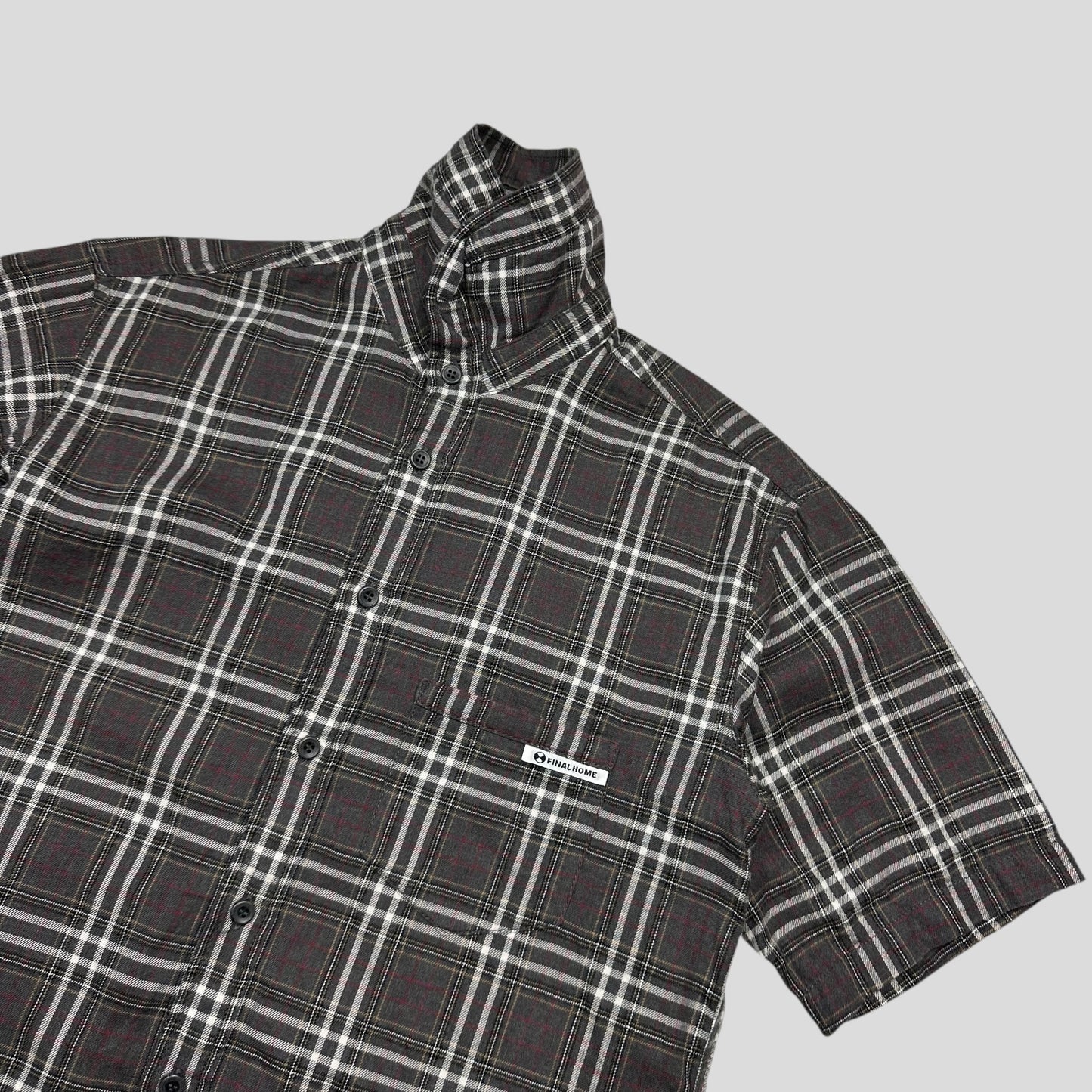 Final Home AW08 Grey Nova Check Pocket Logo Shirt - S