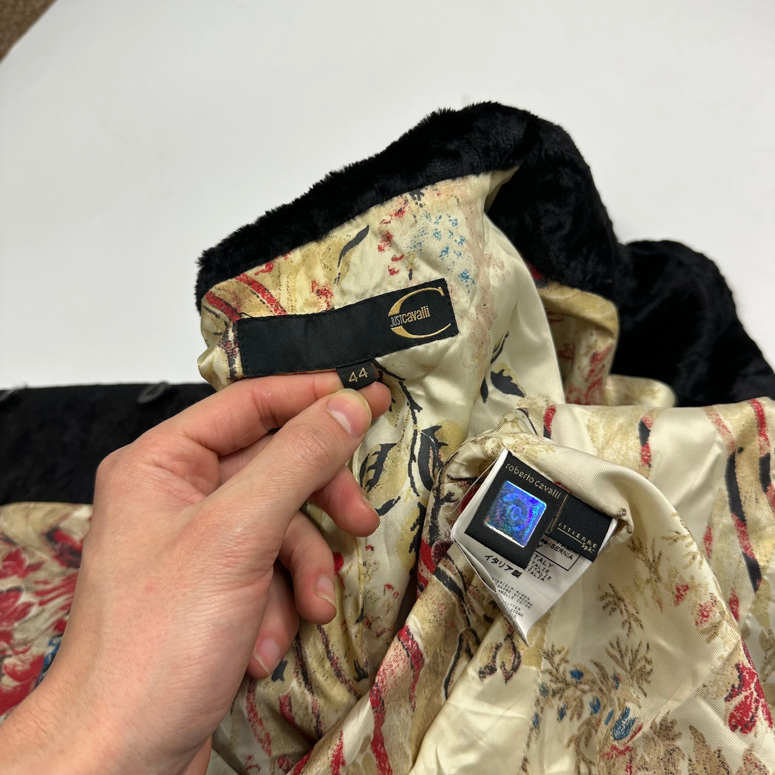 Just Cavalli 00's Faux Fur Floral Lined Quilted Jacket - IT44