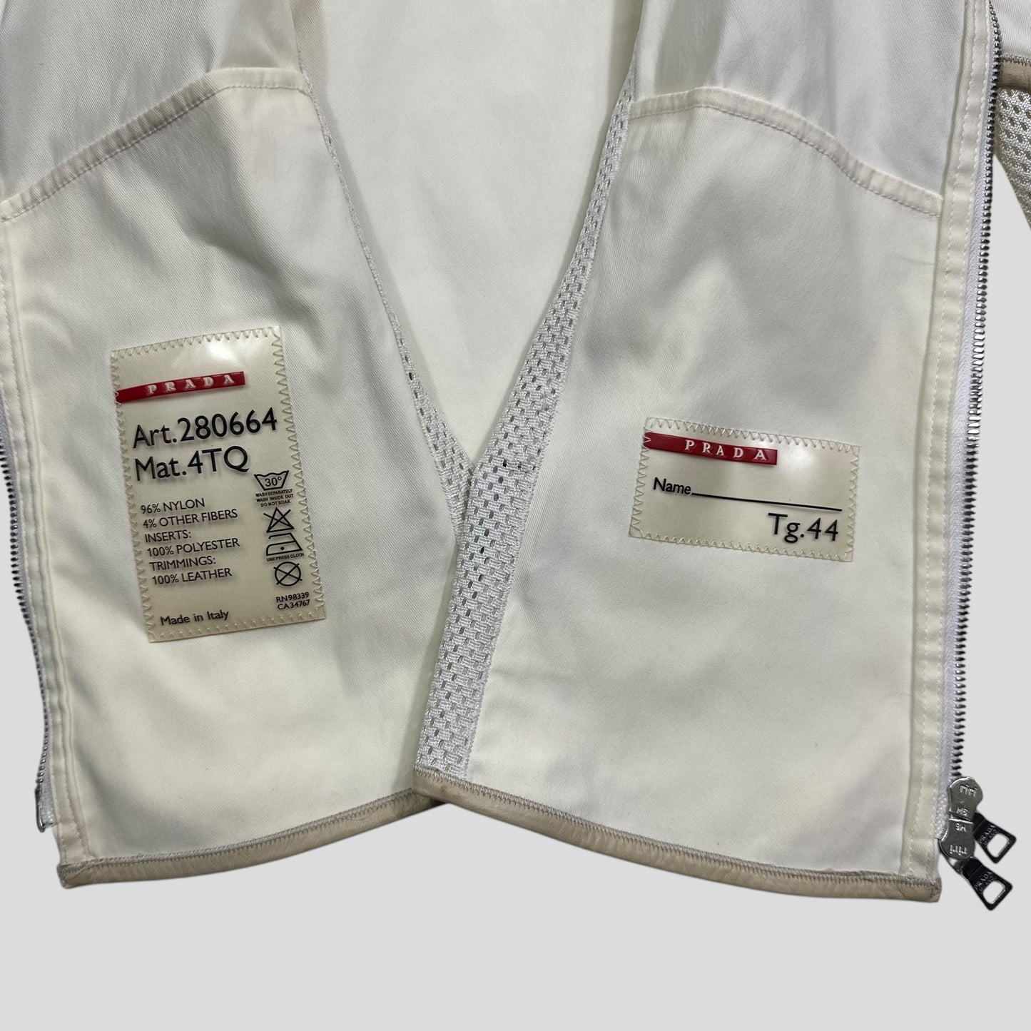 Prada Sport SS00 Mesh and Leather Nylon Moto Jacket - IT44