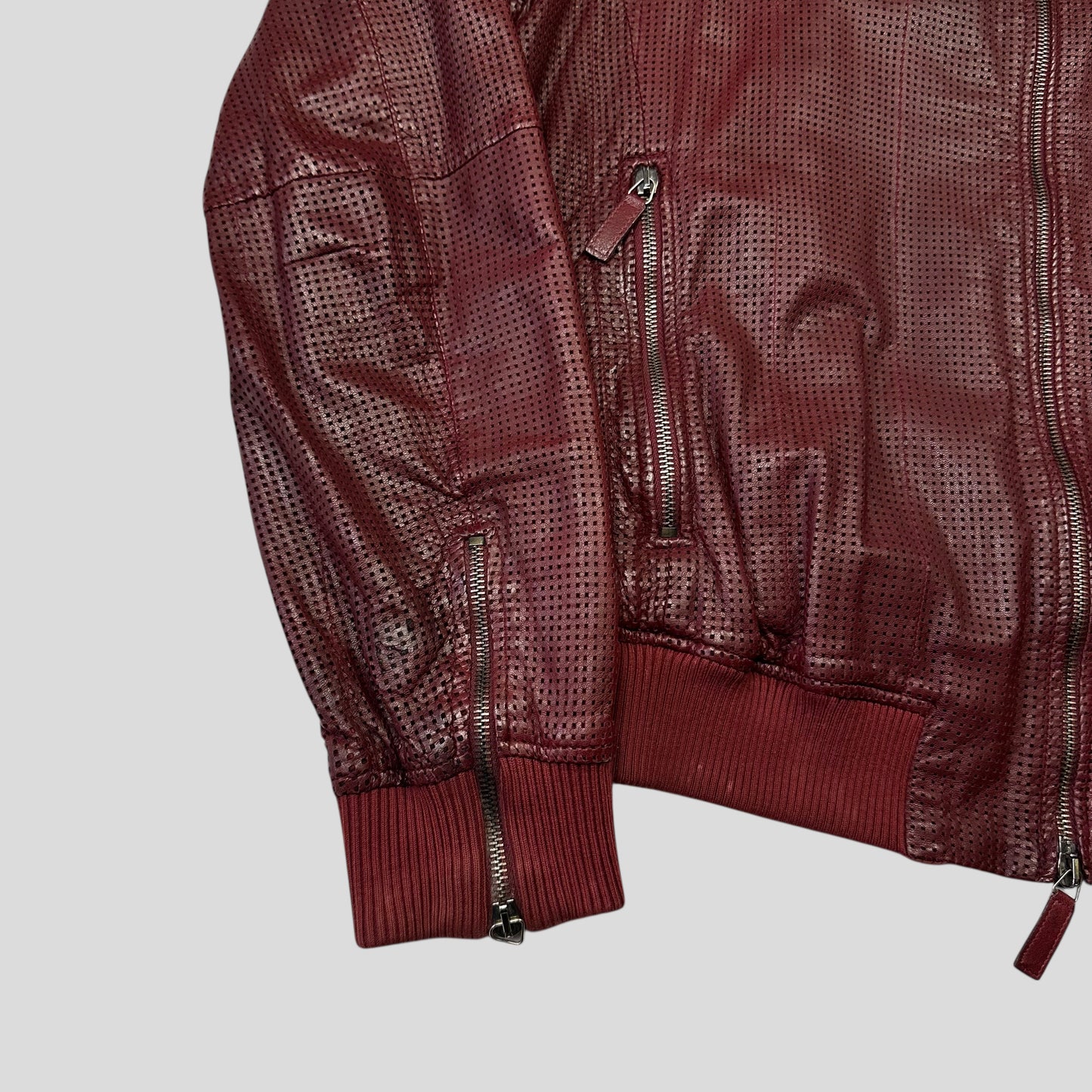 Emporio Armani 2009 Perforated Mesh Lambskin Leather Bomber - IT54 (L)