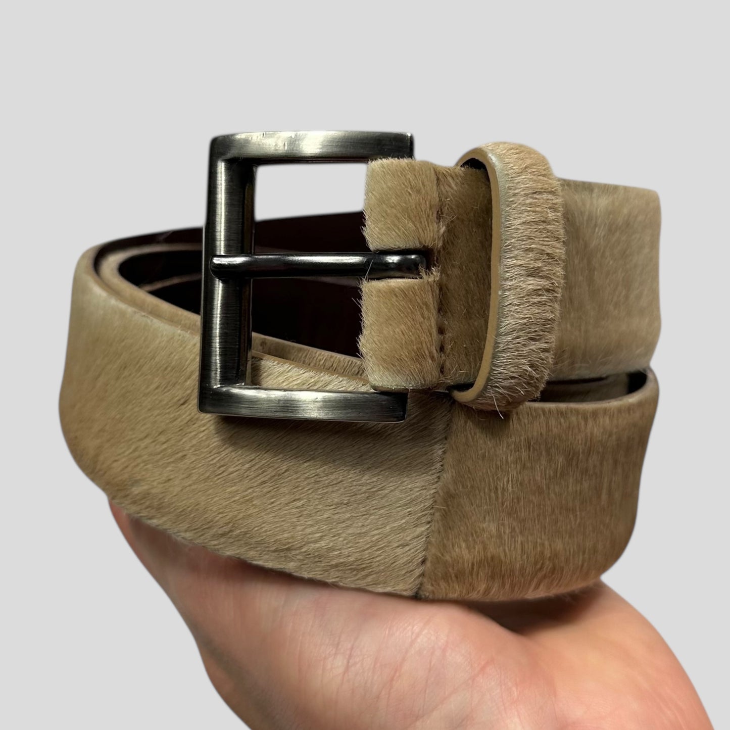 Prada 2000’s Ponyhair Fur Leather Belt