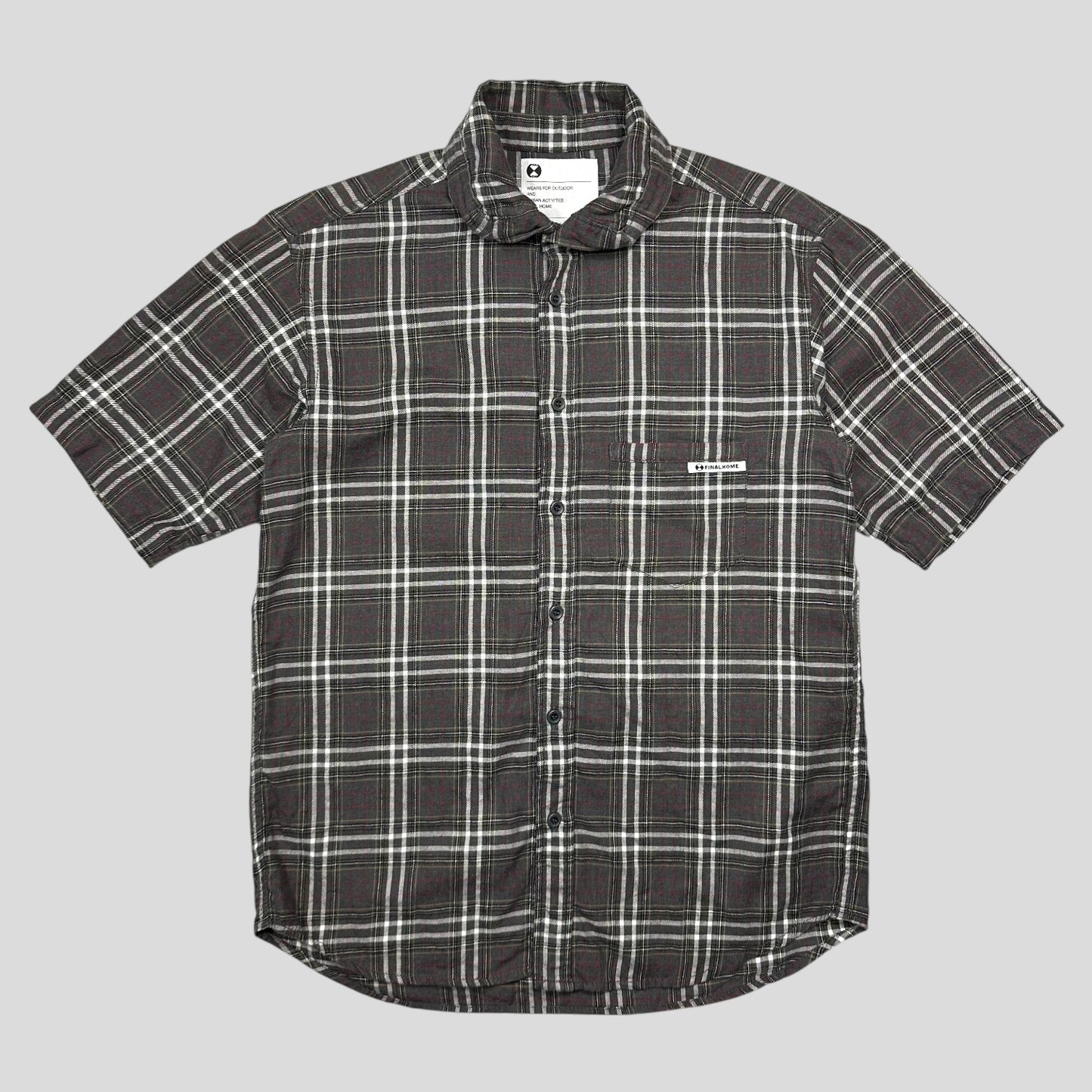 Final Home AW08 Grey Nova Check Pocket Logo Shirt - S