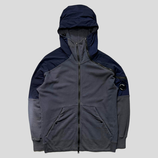 CP Company Technical Nylon Panelled Dual Zip Lens Hoodie - M
