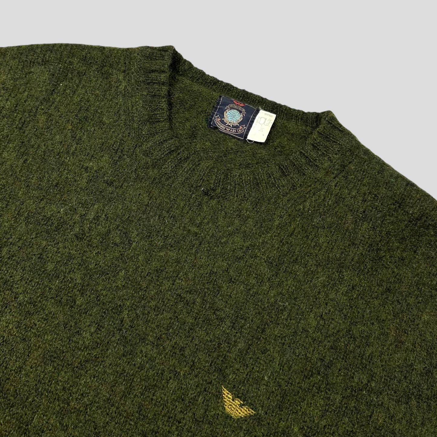 Emporio Armani 80’s Moss Green Heather Wool Logo Jumper - M