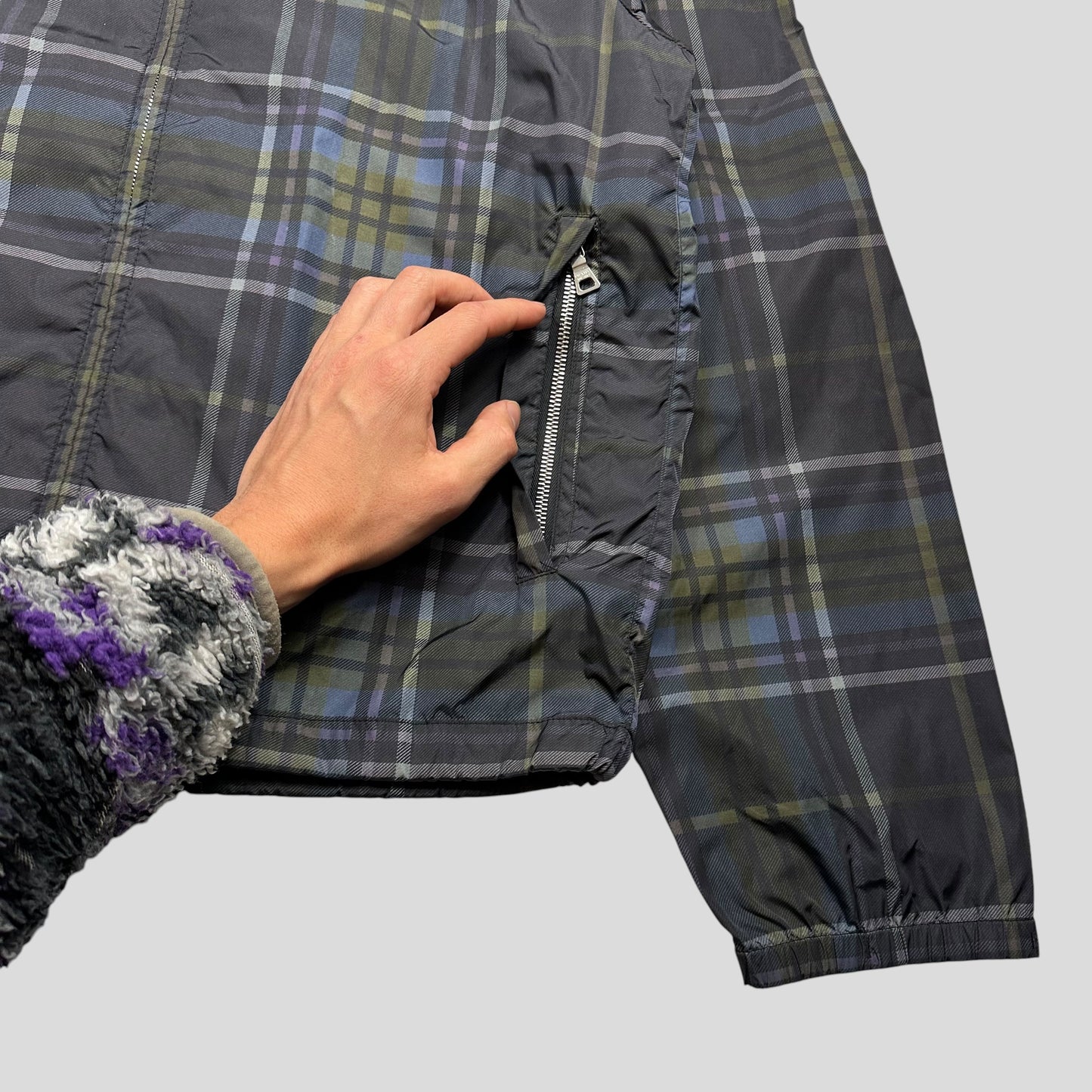 Prada 2011 SAMPLE Shadow Plaid Nylon-PU Resin Coated Windbreaker - M/L