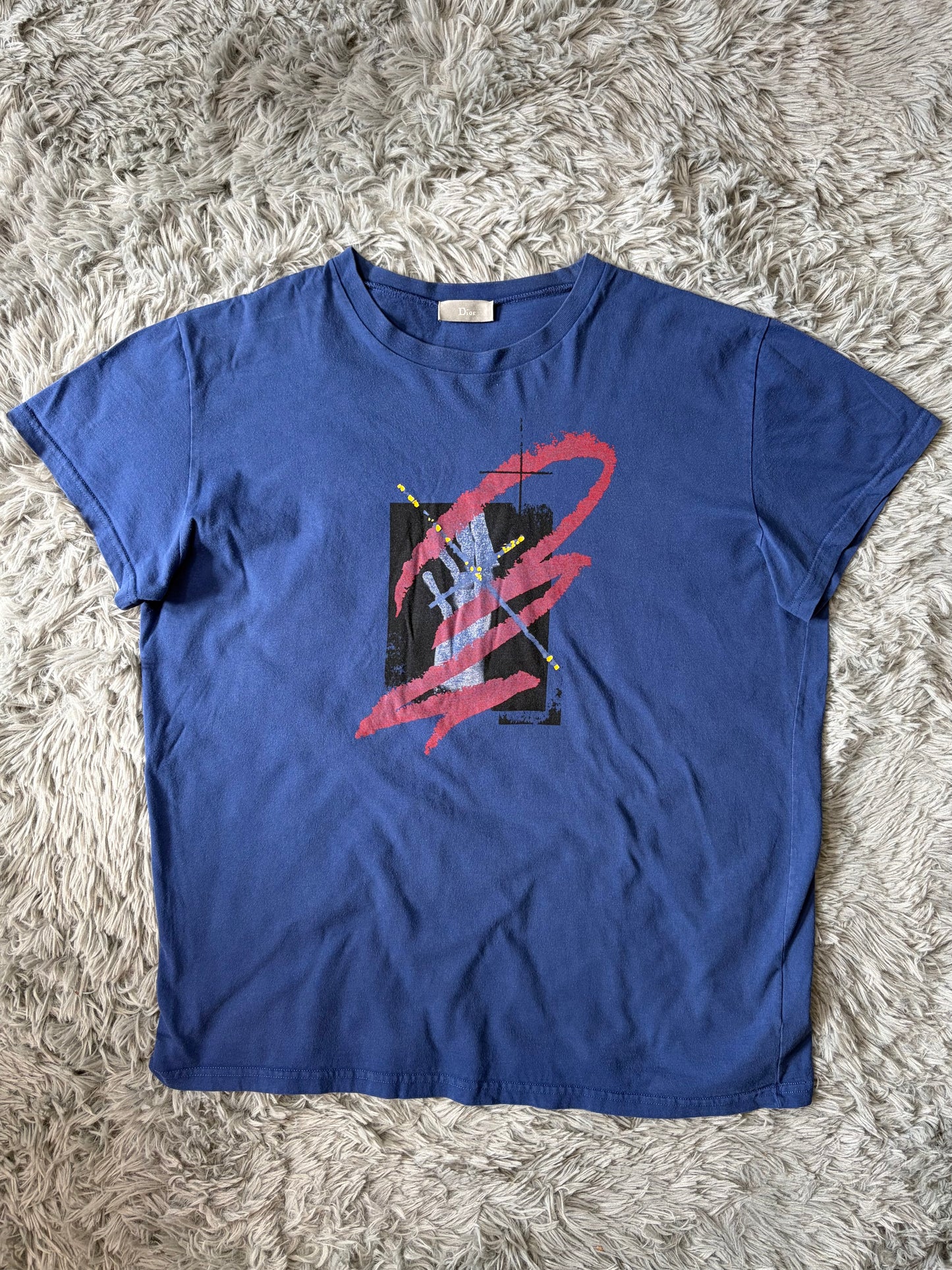 Dior Homme 2023 Graffiti Brushstroke Graphic T-shirt - L