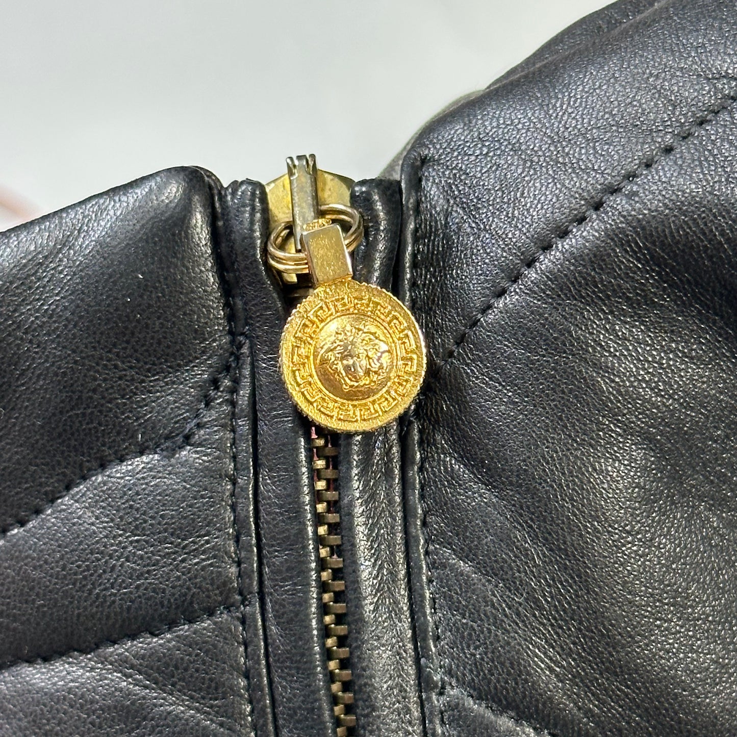 Gianni Versace 1997 Leather Puzzle Camo Biker Jacket - S