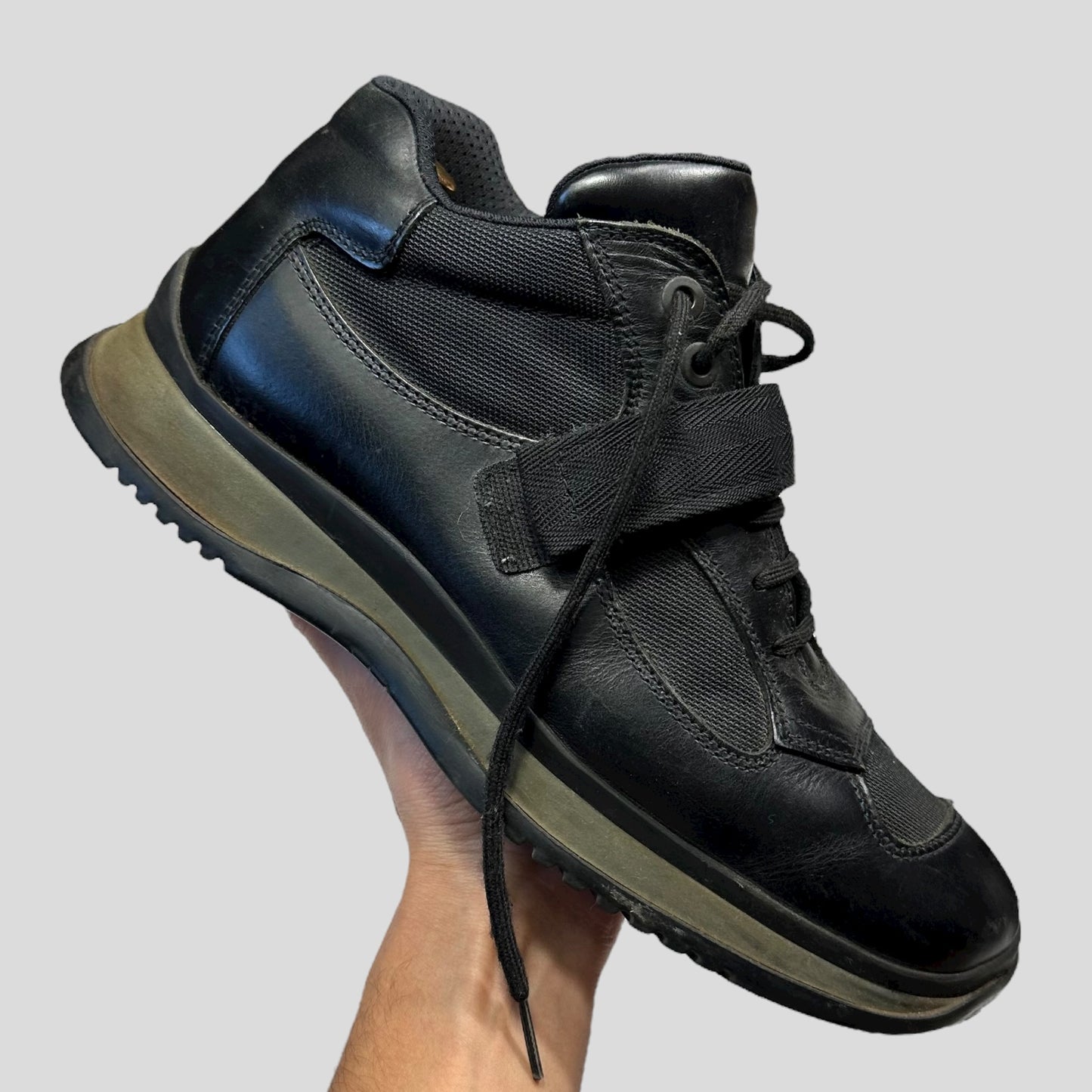 Prada Sport 00’s Leather + Mesh Strapped Combat Boots - UK8.5