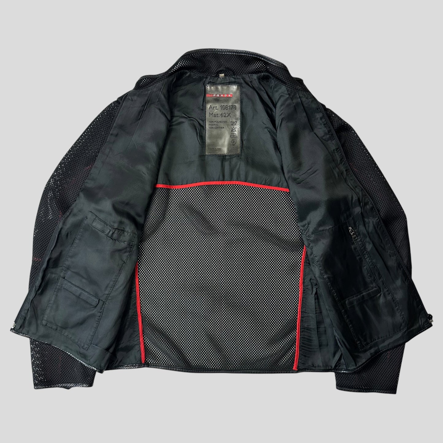 Prada Sport SS00 SAMPLE Mesh + Leather Moto Jacket - IT54
