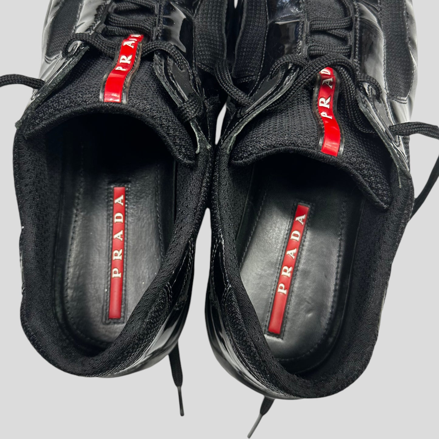 Prada Americas Cups Patent Leather Triple Black - UK10