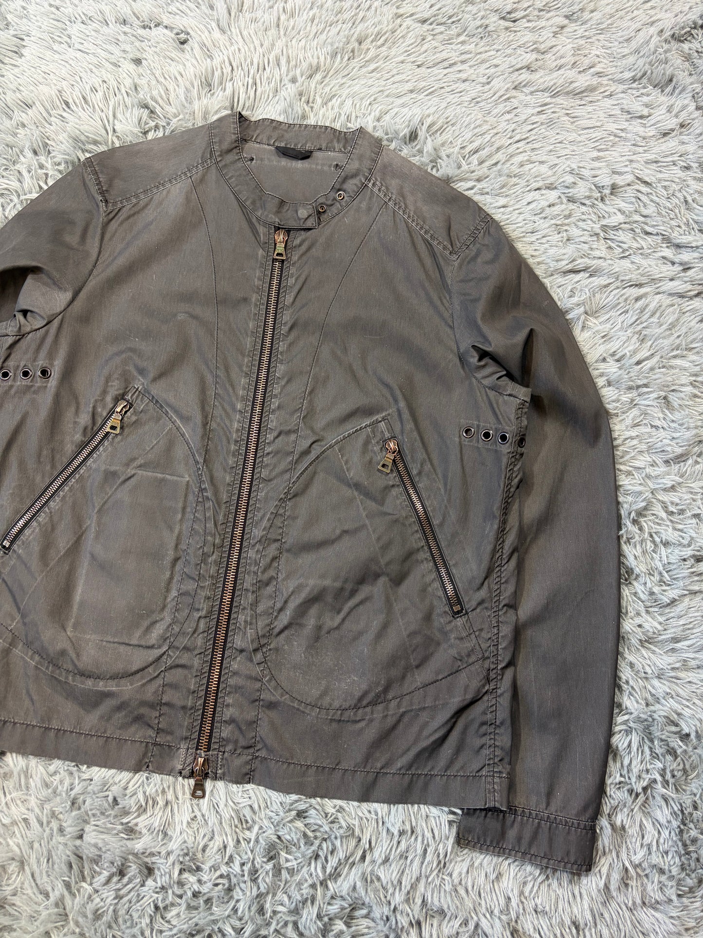 Prada Sport 00’s Ventilated Tela Patina Nylon Acrylic Biker Jacket - S/M