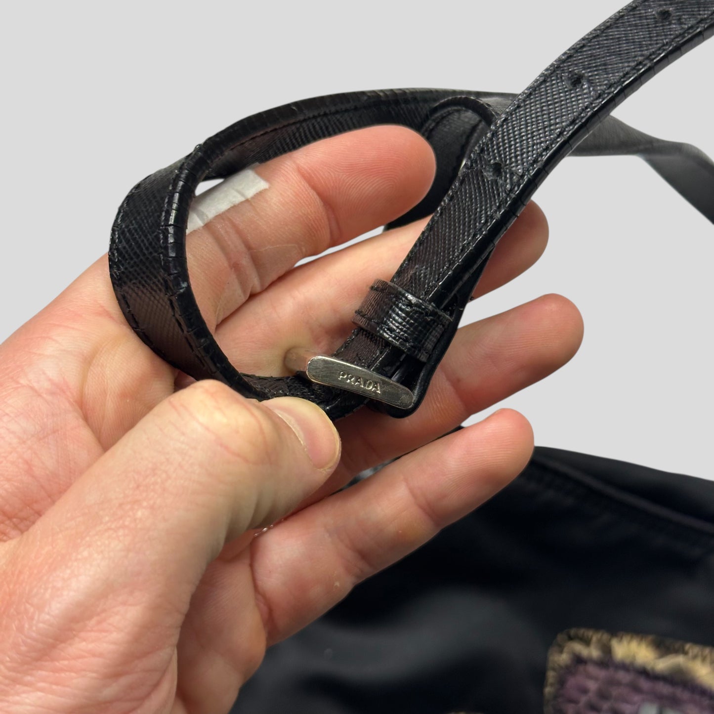 Prada Milano 00’s Python Leather Appliqué Reversible Nylon Crossbody Bag