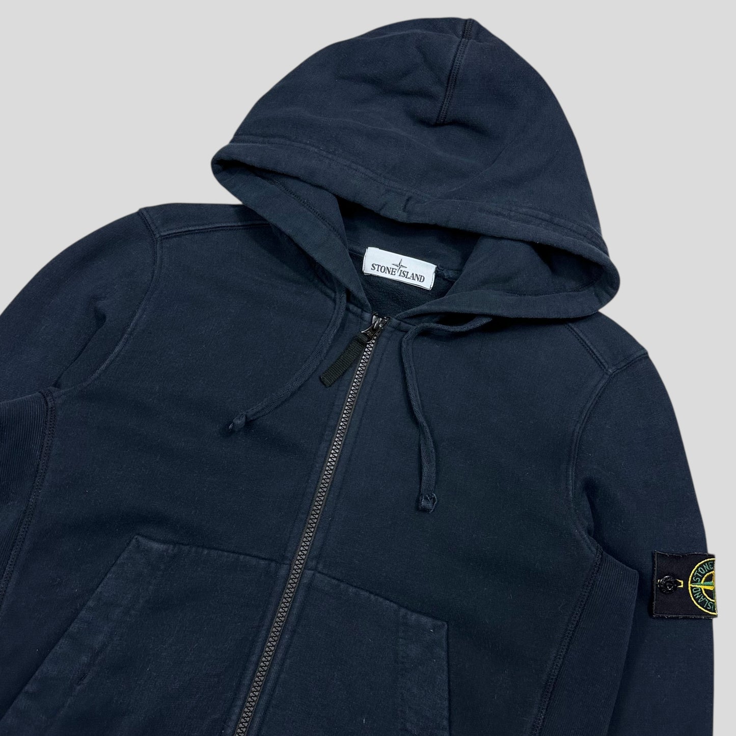Stone Island Navy Heavy Cotton Zip-up Hoodie - S/M