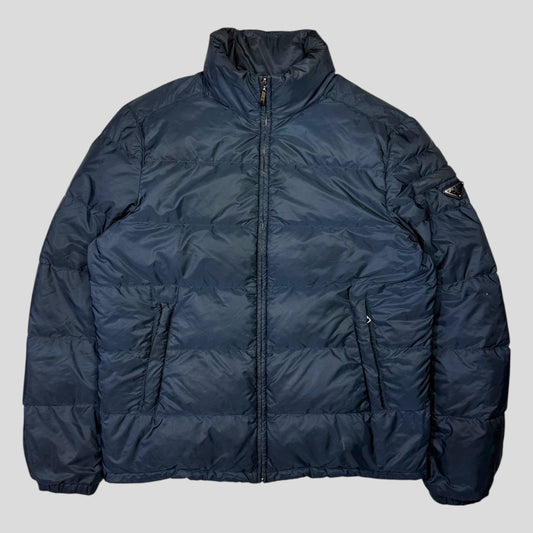 Prada 2014 Navy Nylon Down Triangle Plaque Puffer Jacket - IT48 (M/L)