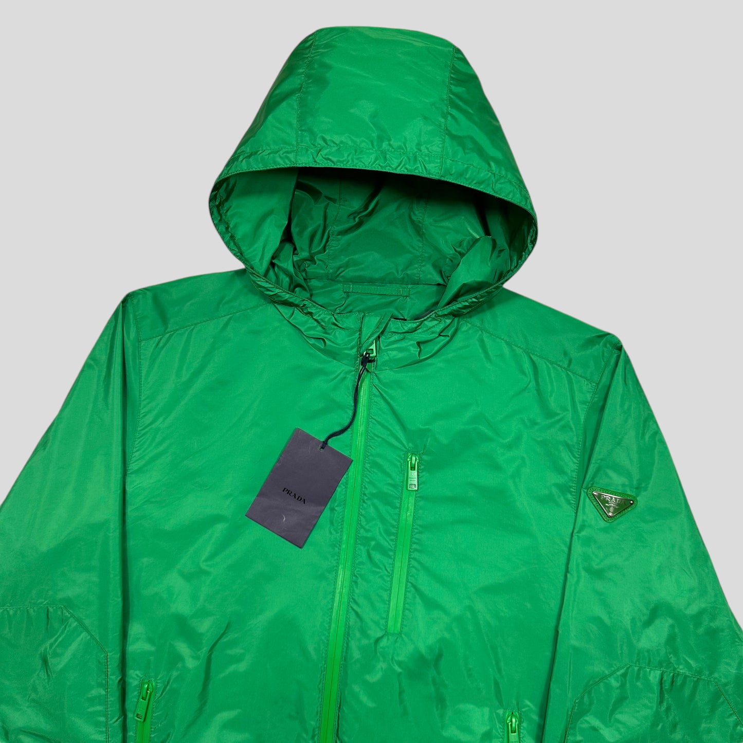 Prada Milano 2019 Laminated Green Nylon K-way Windbreaker - M/L