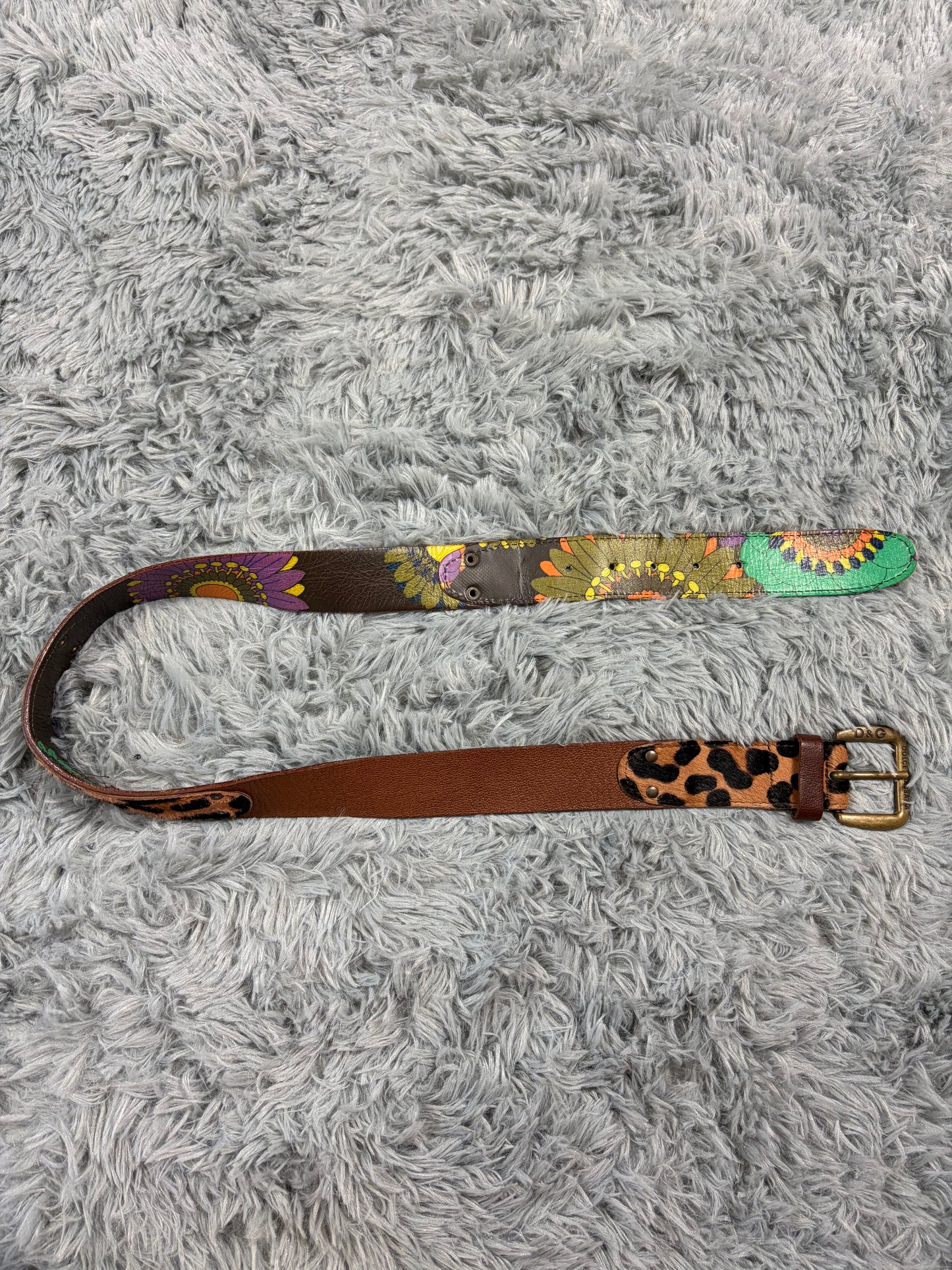 Dolce & Gabbana 00’s Pony Hair Leopard Reversible Leather Belt