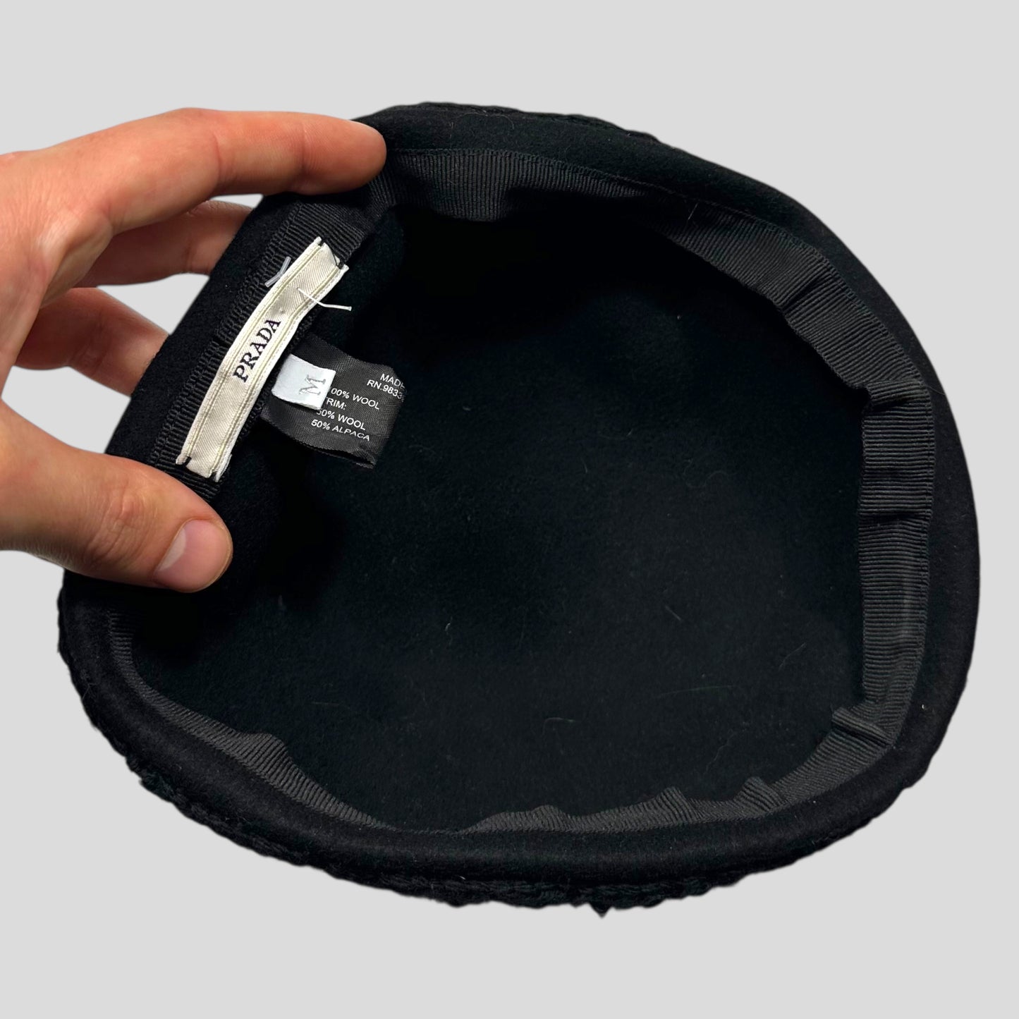 Prada AW05 Crochet Alpaca Wool Beret Hat - M