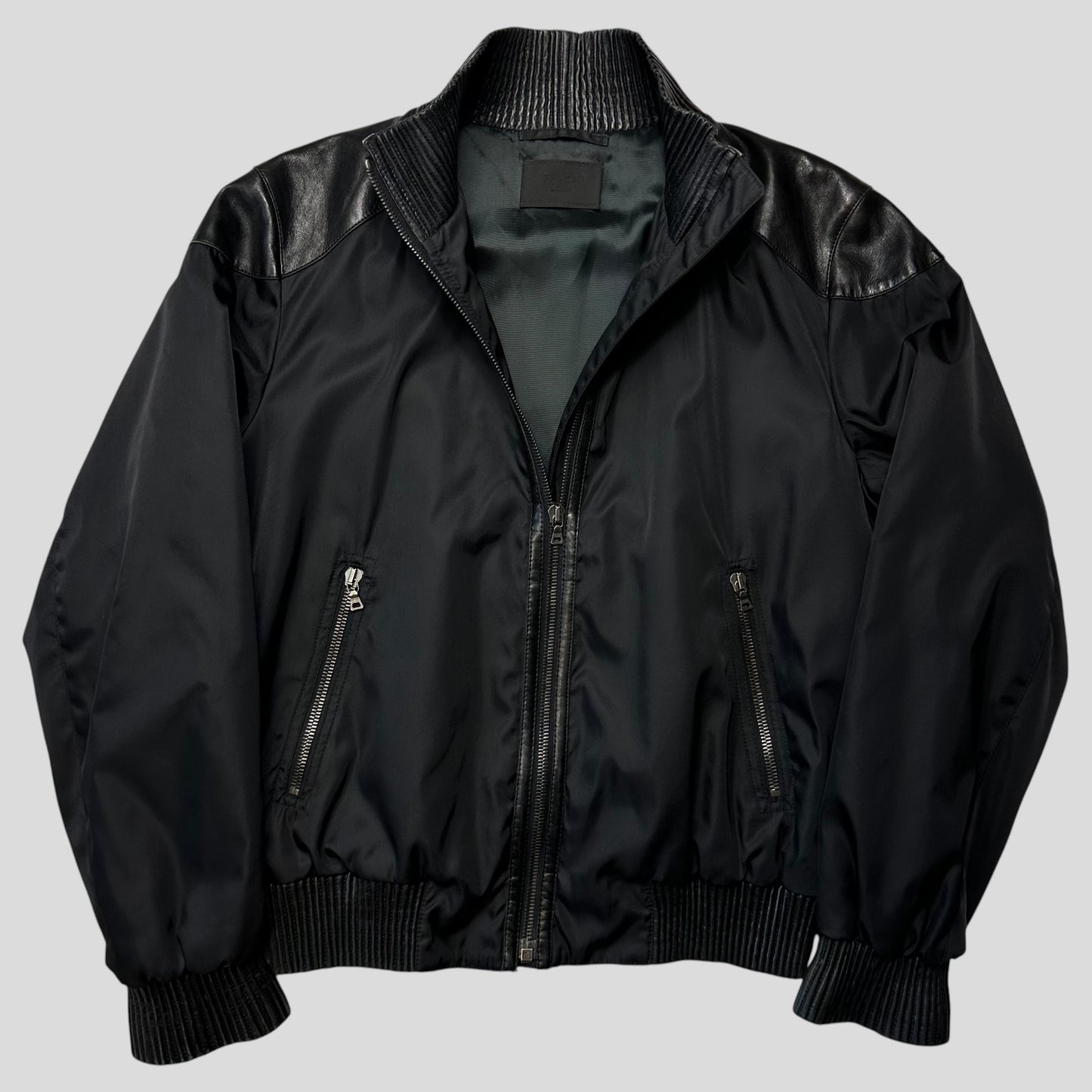 Prada Milano 2007 Gabardine Nylon + Leather Bomber Jacket - IT52 (L)