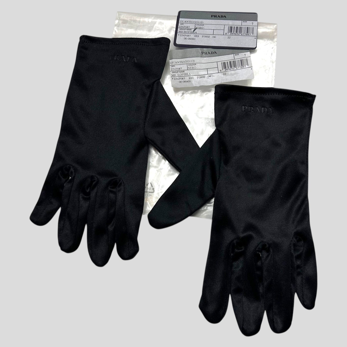 Prada Microfibre Black Embossed Logo Gloves - 6/7