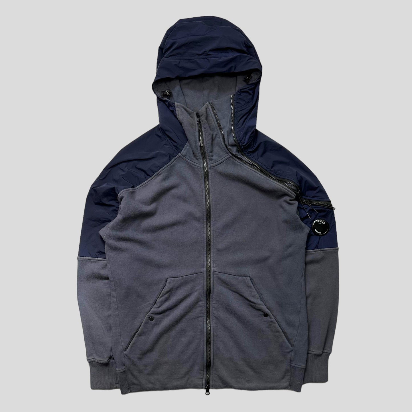 CP Company Technical Nylon Panelled Dual Zip Lens Hoodie - M