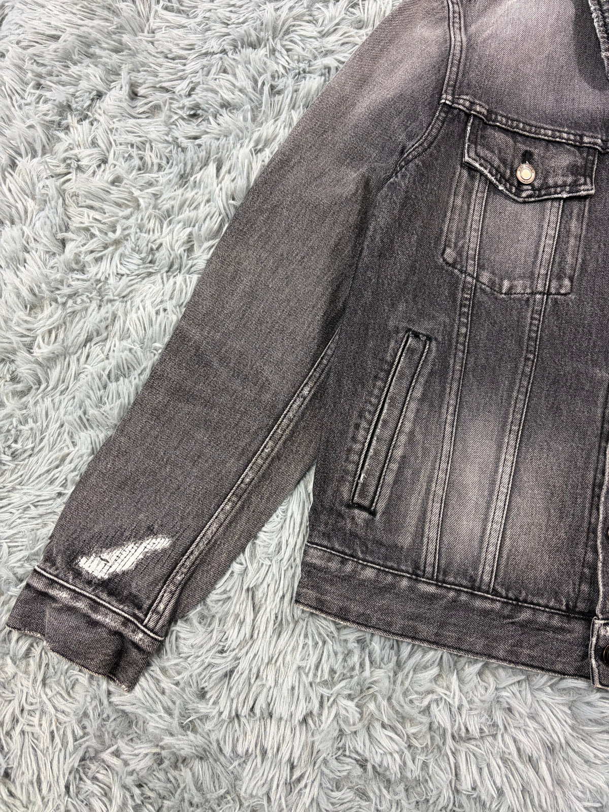Saint Laurent 2017 Distressed Denim Grey Trucker Jacket - S