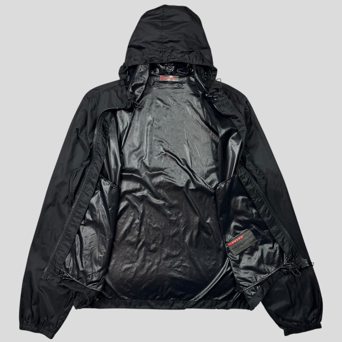 Prada Sport 2007 Nylon Ripstop Carbon Chest Logo Windbreaker Jacket - M