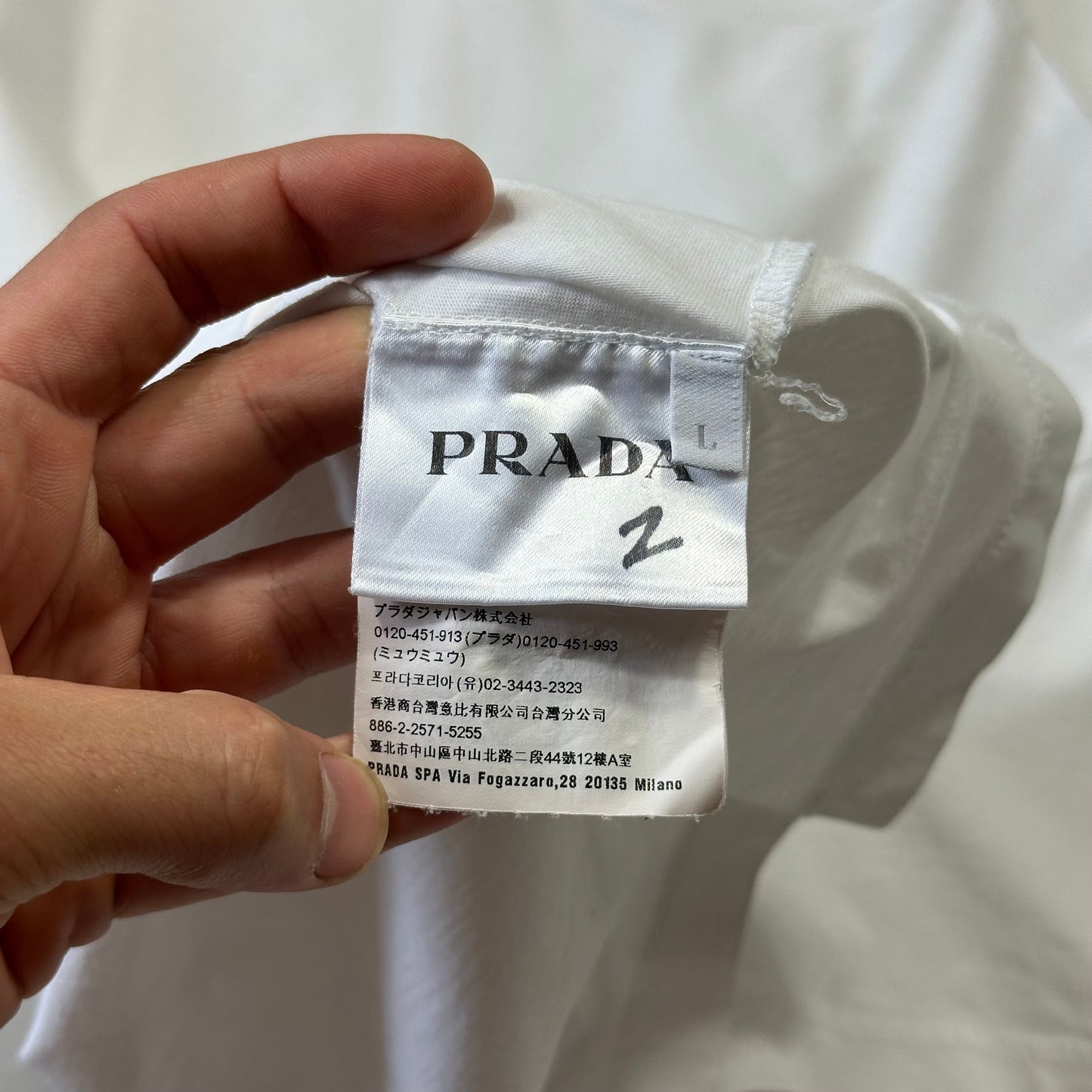Prada 2019 Double Logo White Triangle T-shirt - M