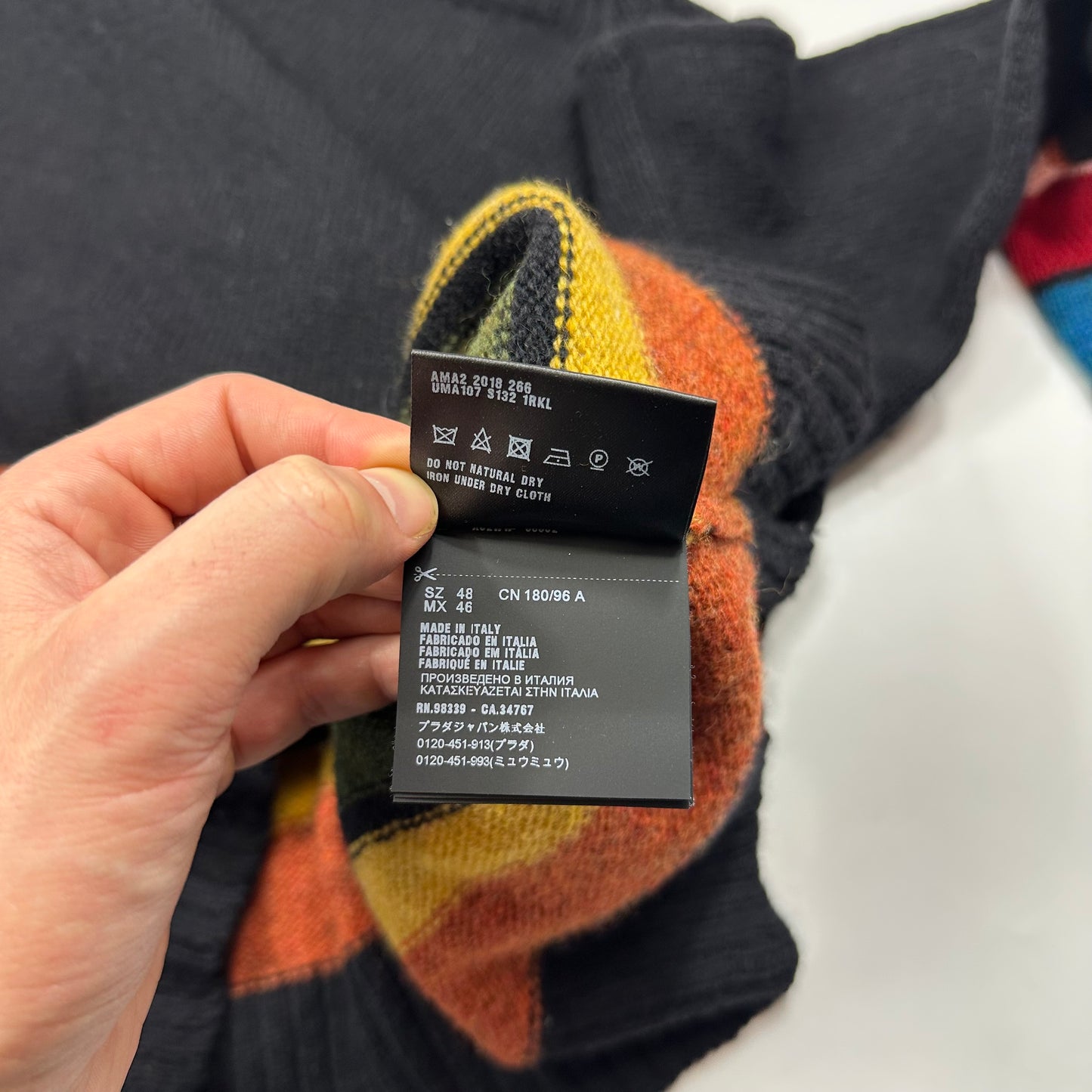 Prada 2018 Heavy Virgin Wool Rainbow Stripe Crewneck Knit - M