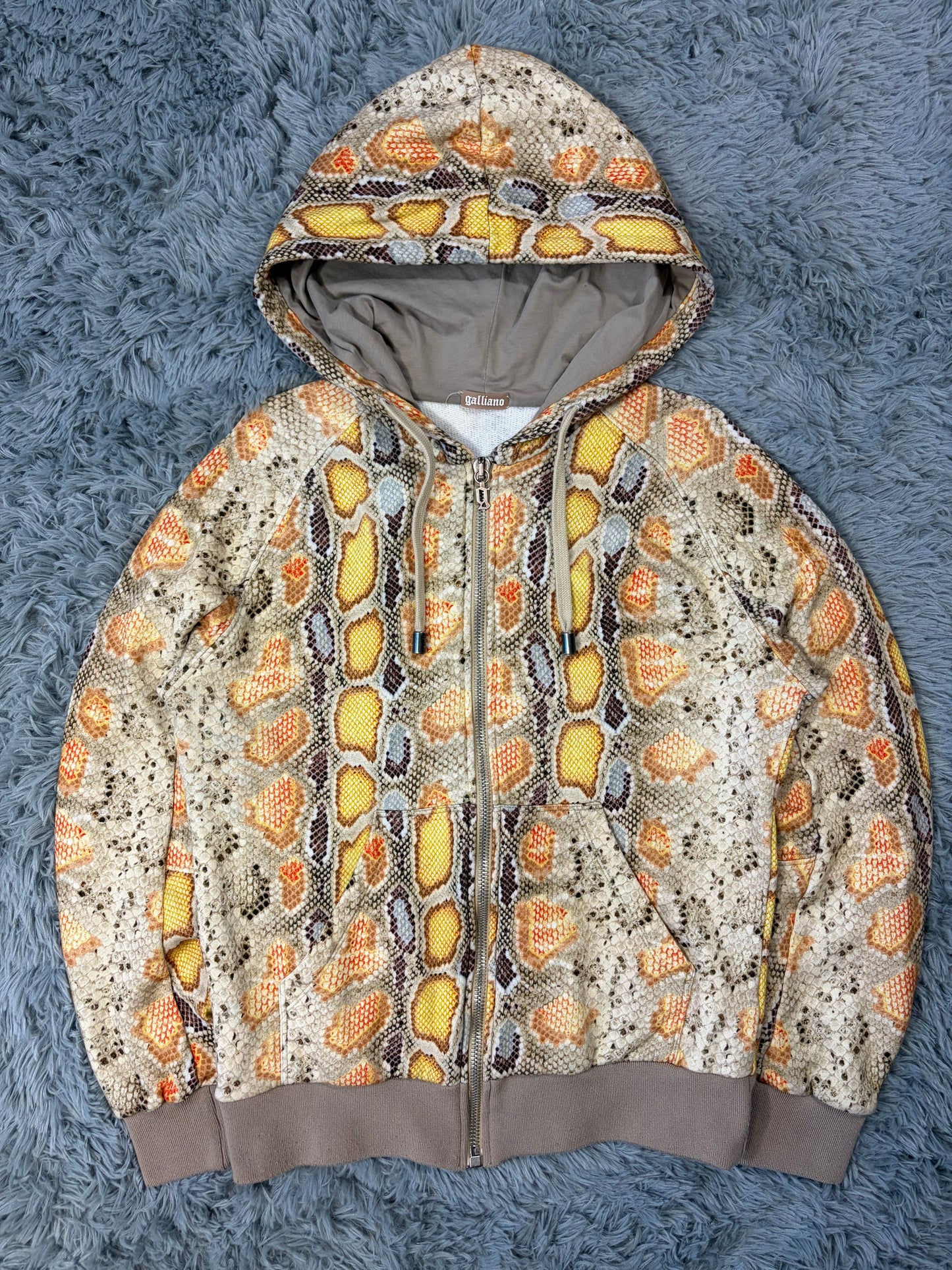 John Galliano 00’s Python Print Zip-up Boxy Hoodie - S