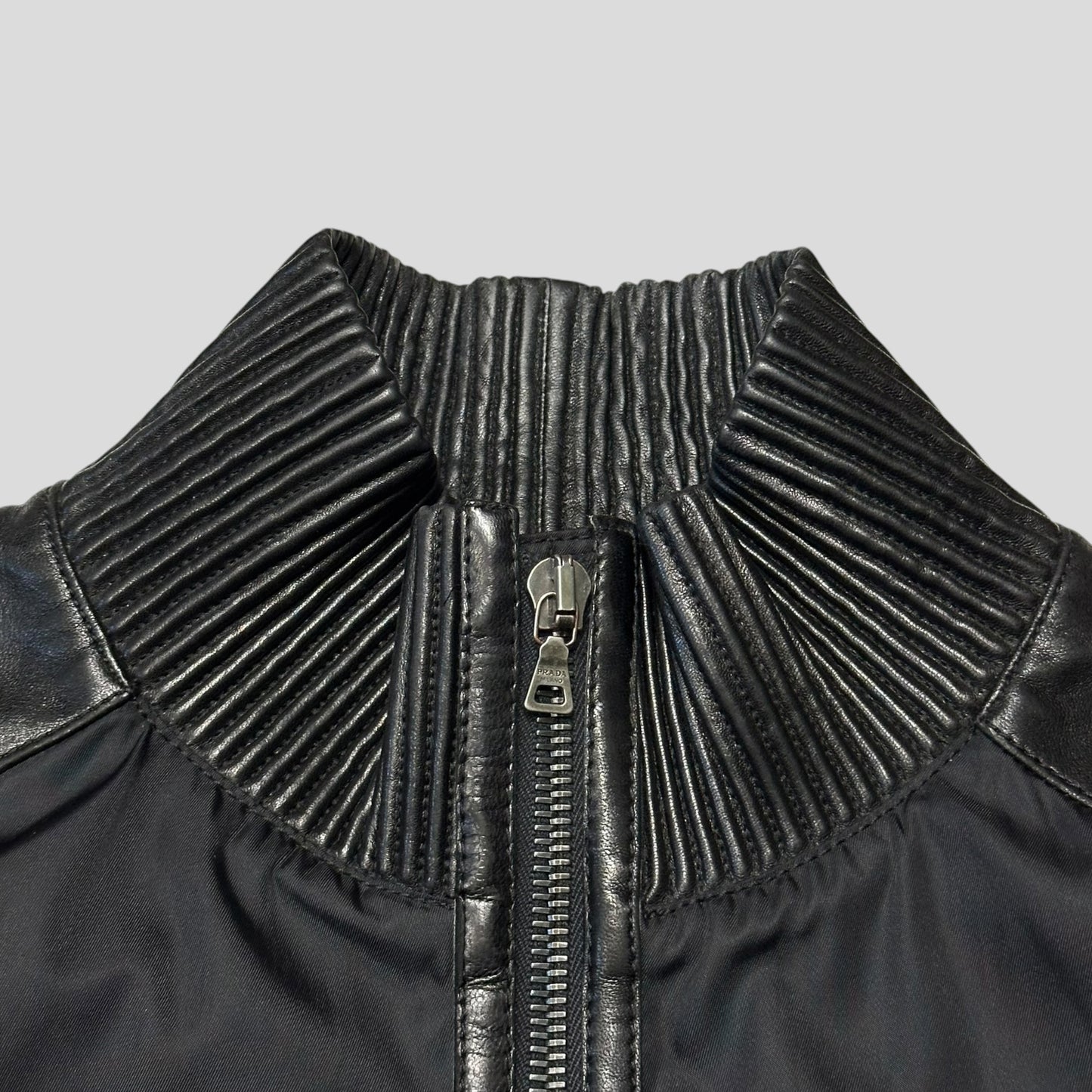 Prada Milano 2007 Gabardine Nylon + Leather Bomber Jacket - IT52 (L)