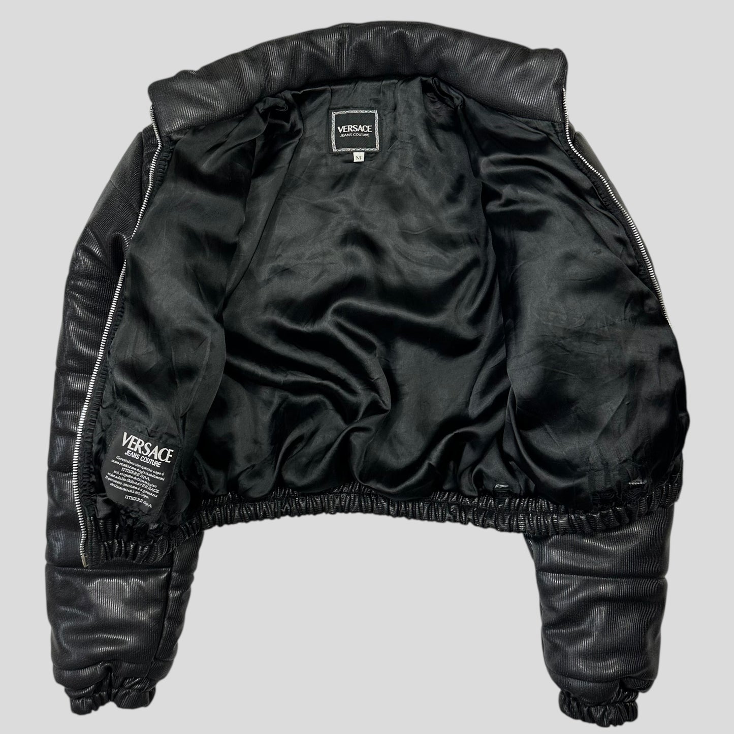 Versace VJC 90’s Liquid Silk Ribbed Cropped Puffer - S/M