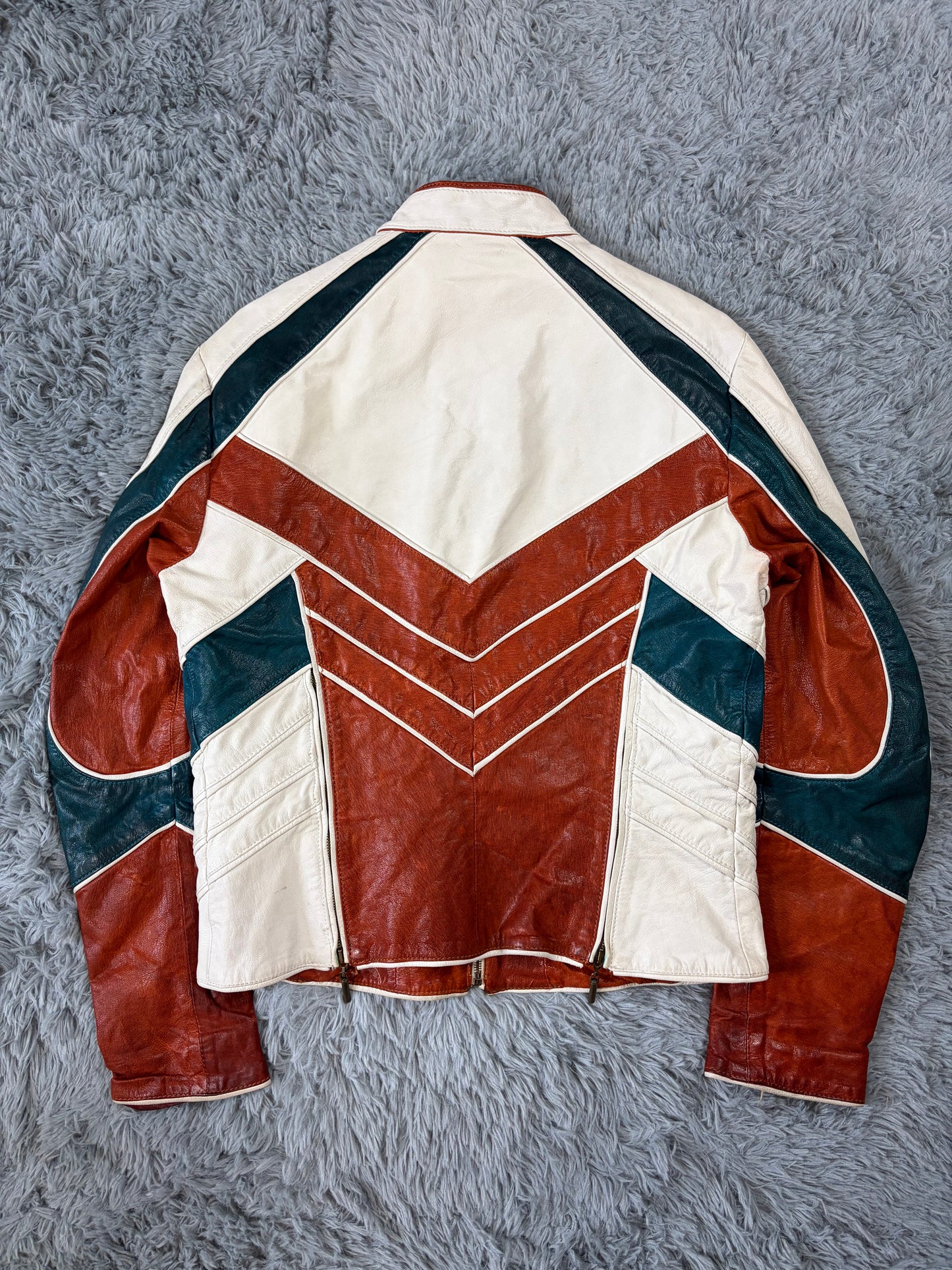 Just Cavalli 2005 Leather Panelled Moto Racer Jacket - M