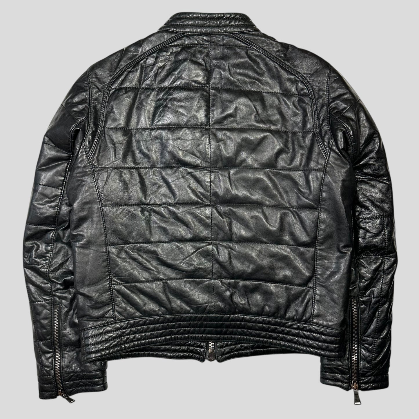 Neil Barrett 00’s Lambskin Leather Moto Puffer Jacket - M/L