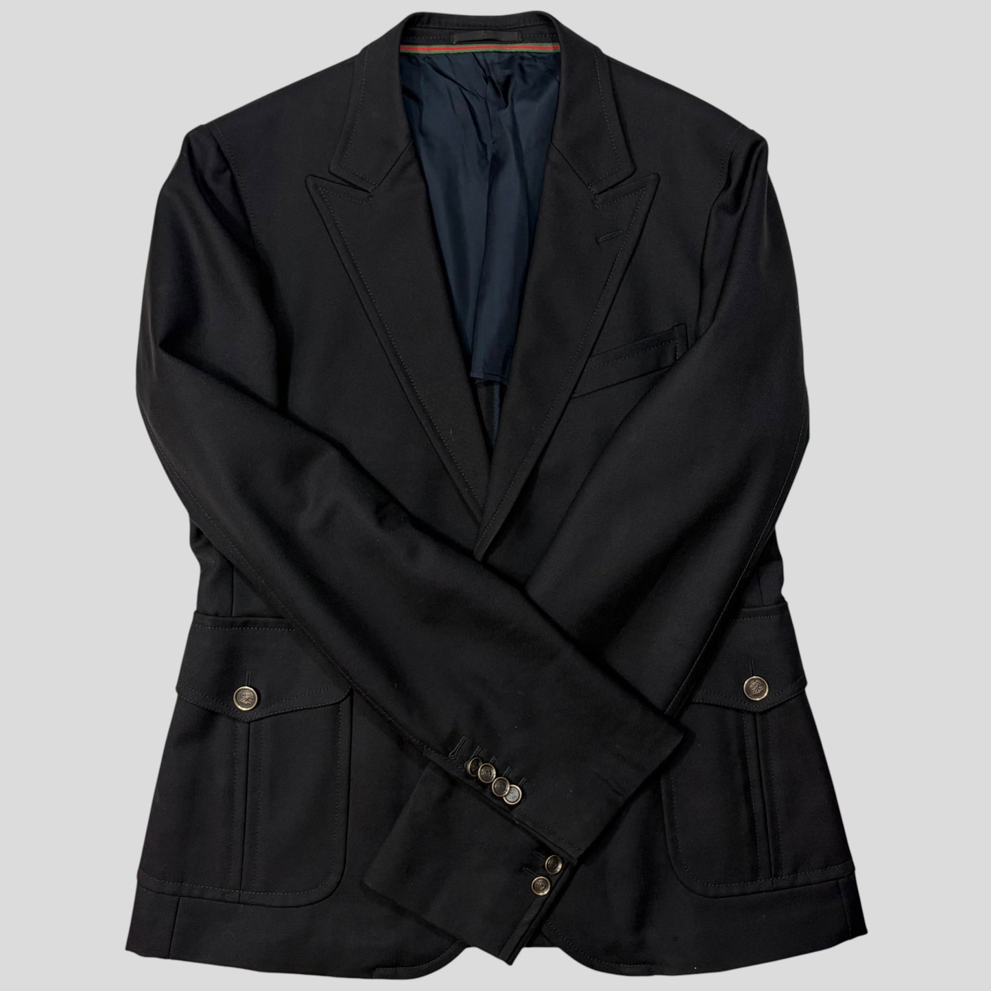 Gucci by Tom Ford 00’s Crest Button Wool Dinner Jacket - IT54