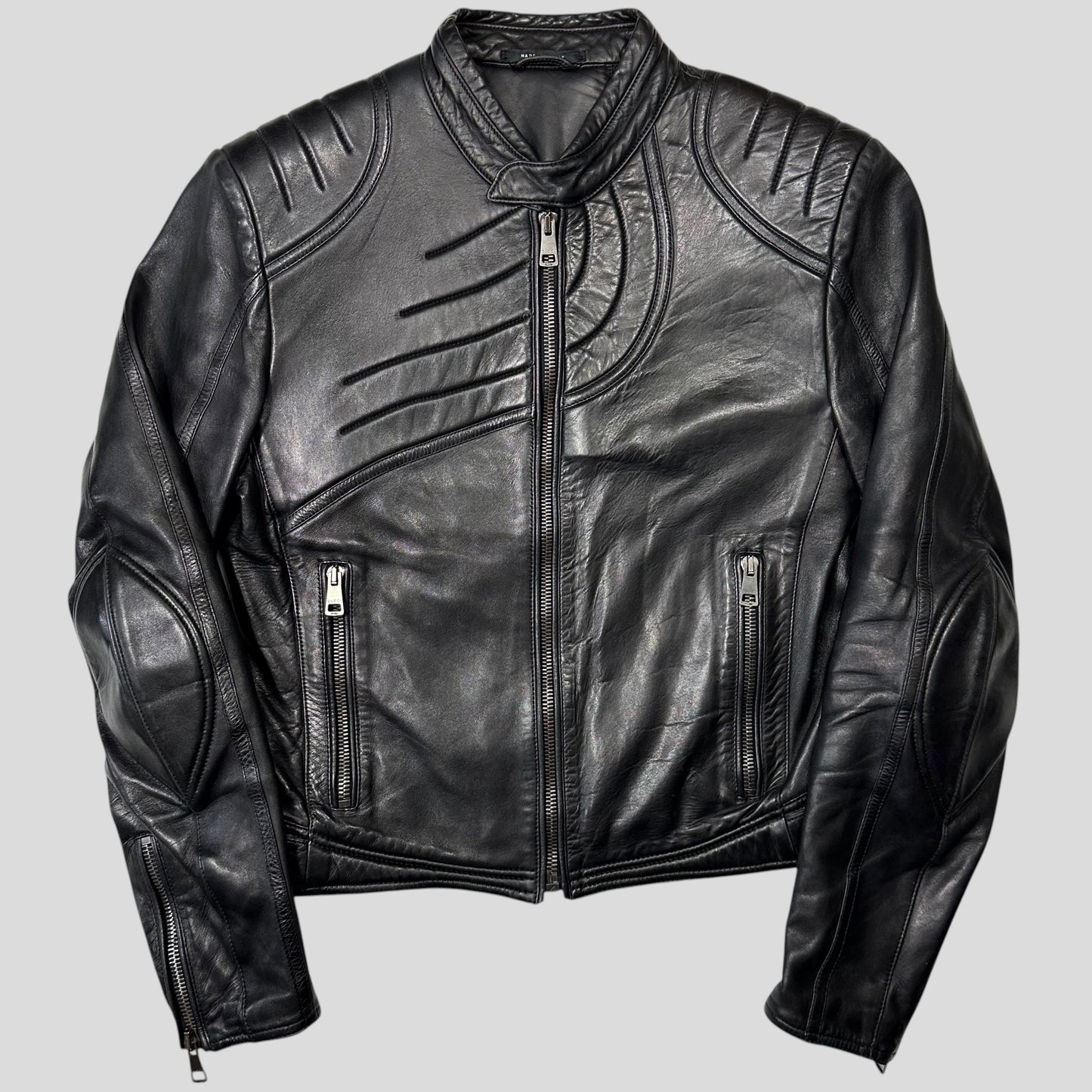 Gucci by Tom Ford AW00 Runway Spiral Leather Padded Moto Jacket - IT50