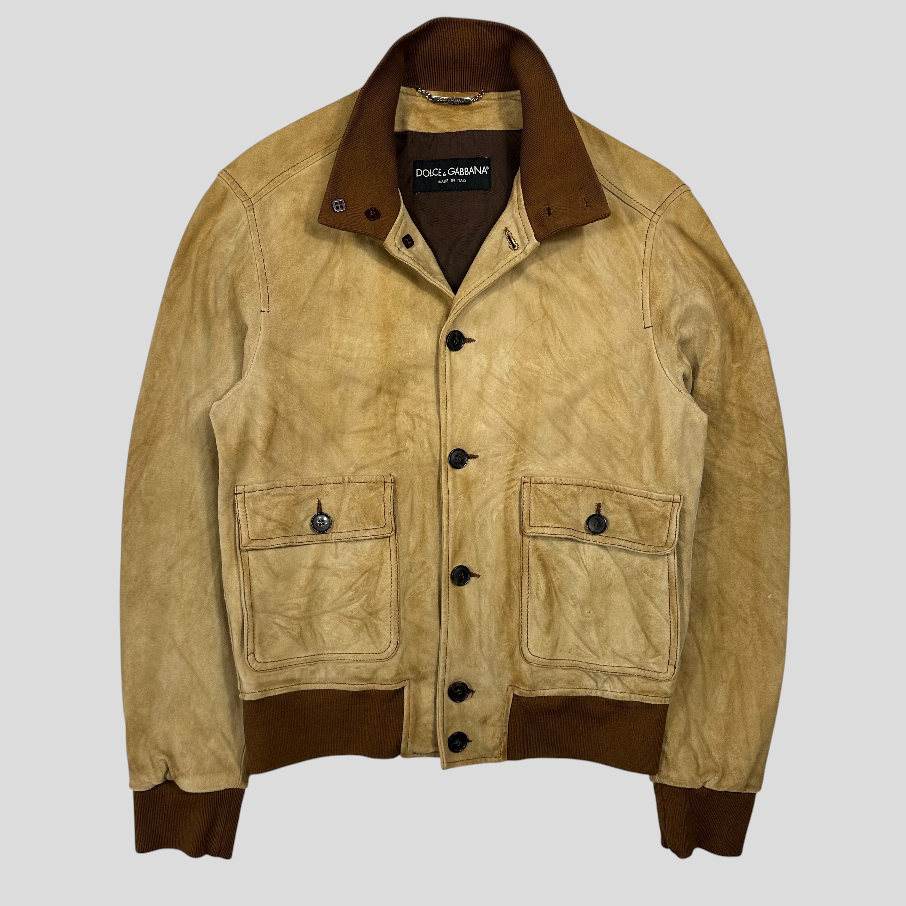 Dolce & Gabanna 00's Goatskin Leather Flight Jacket - M – Warmwaves