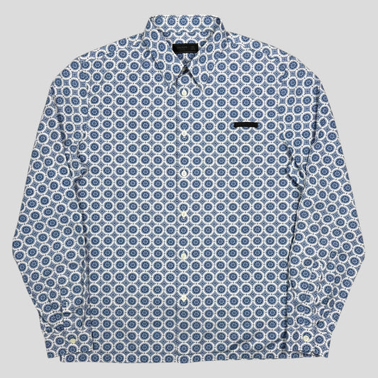 Prada 2020 Persian Geometric Print Boxy Cotton Logo Shirt - M/L