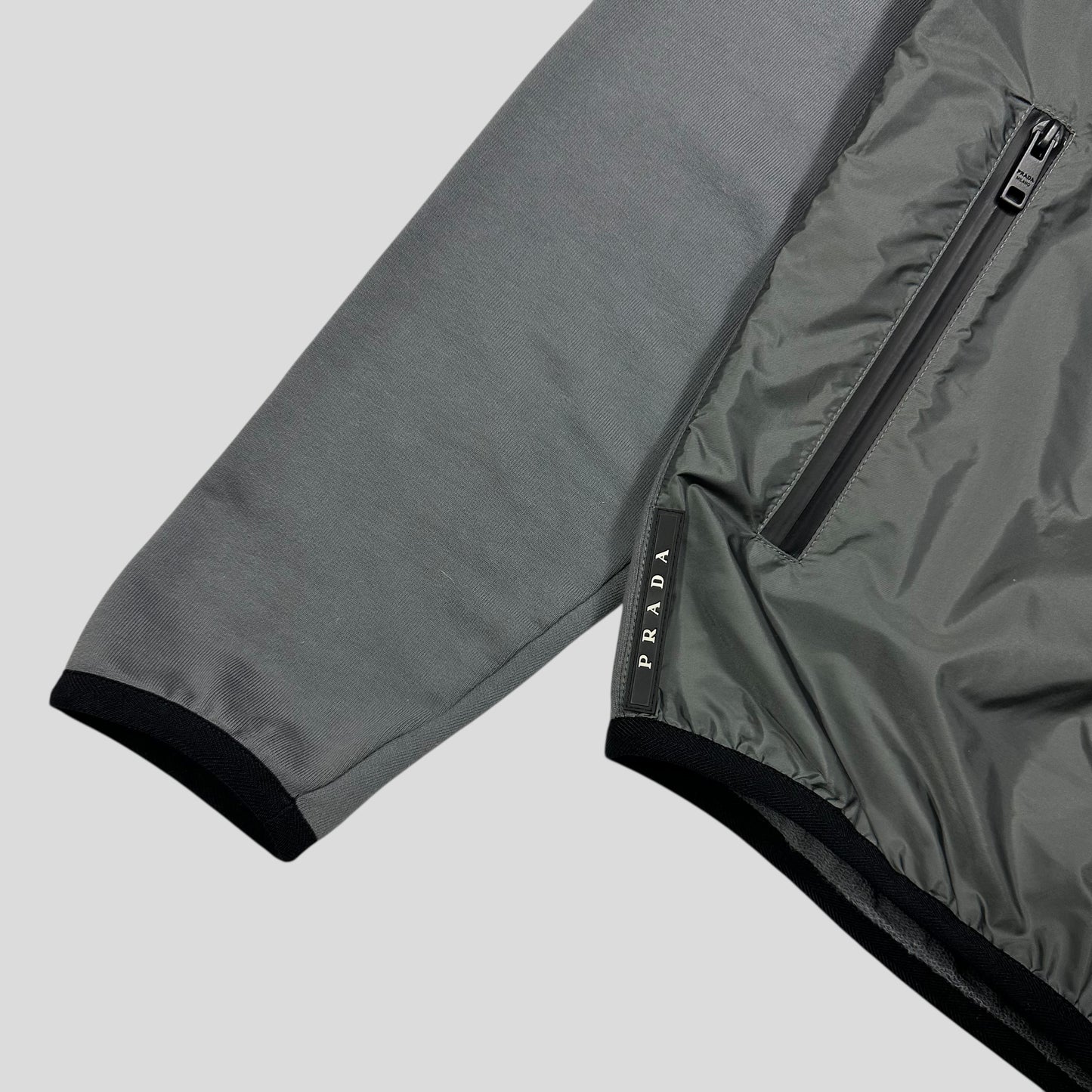 Prada 2019 Black Tab Nylon Panelled Track Jacket - M/L