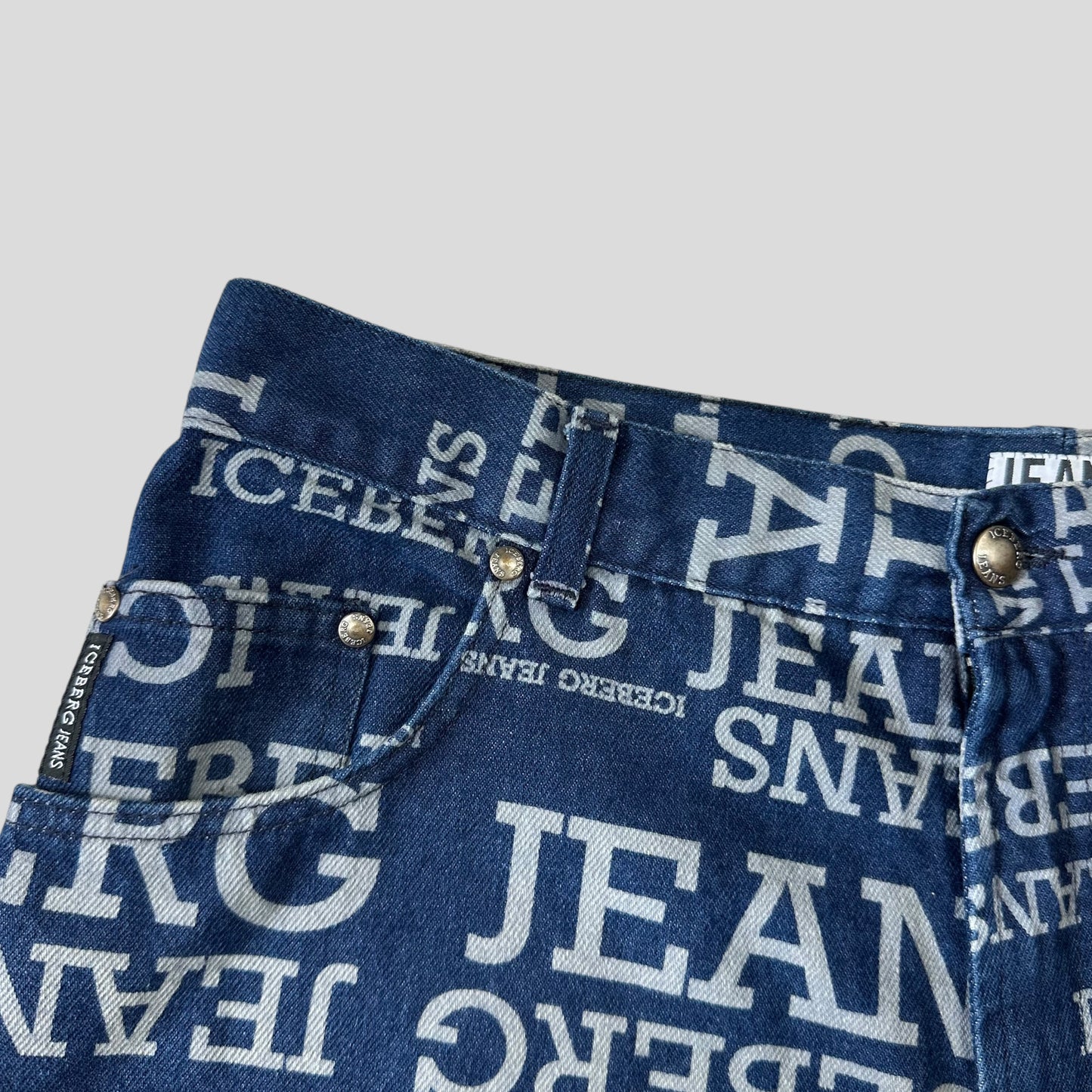Iceberg Jeans 90’s Baggy Denim Spellout Shorts - 36