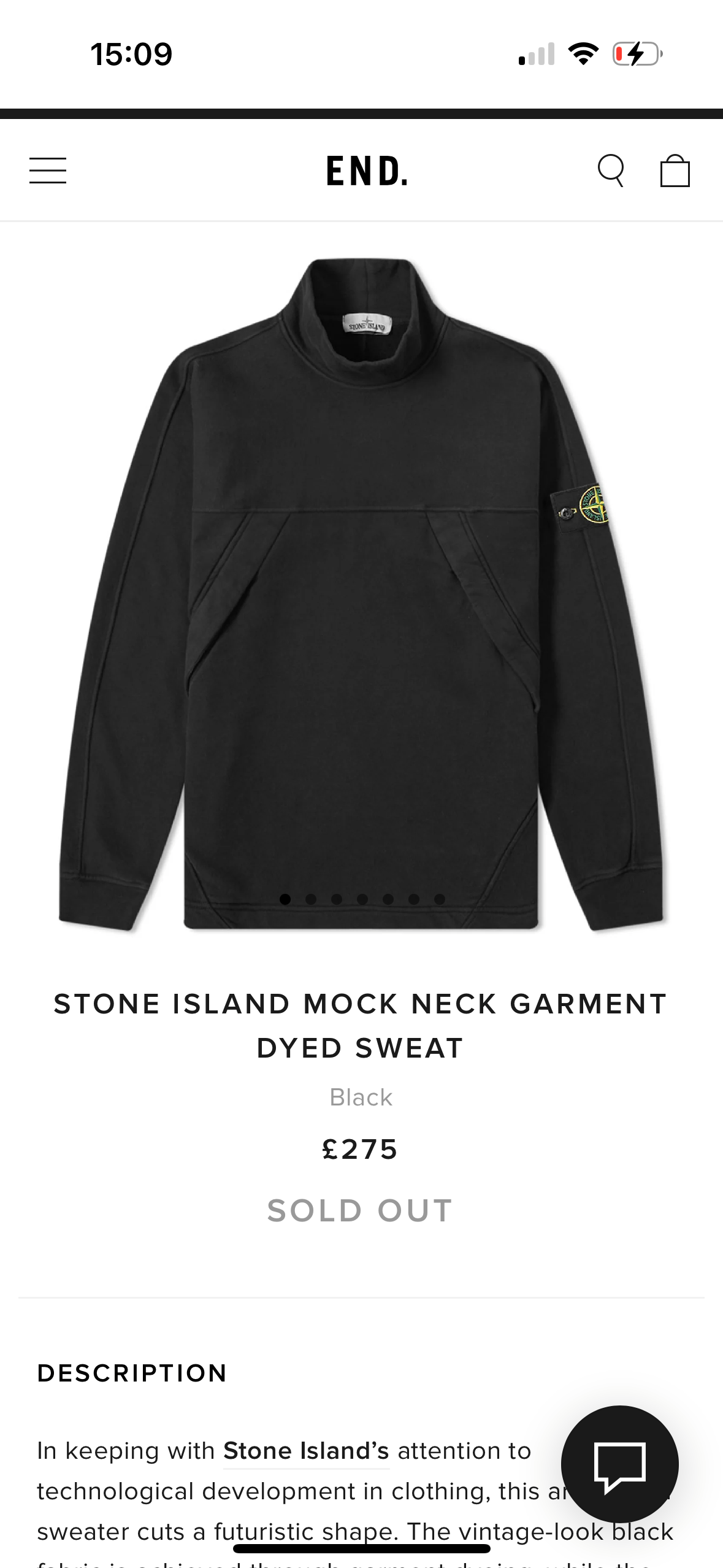 Stone Island AW19 Mock Neck Heavy Cotton Smock Pullover - S (M)