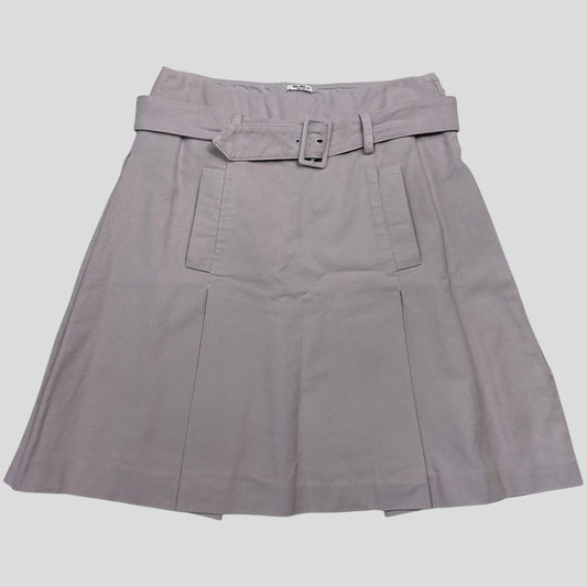 Miu Miu 00’s Lilac Cotton Belted Pleated Pocket Skirt - IT42